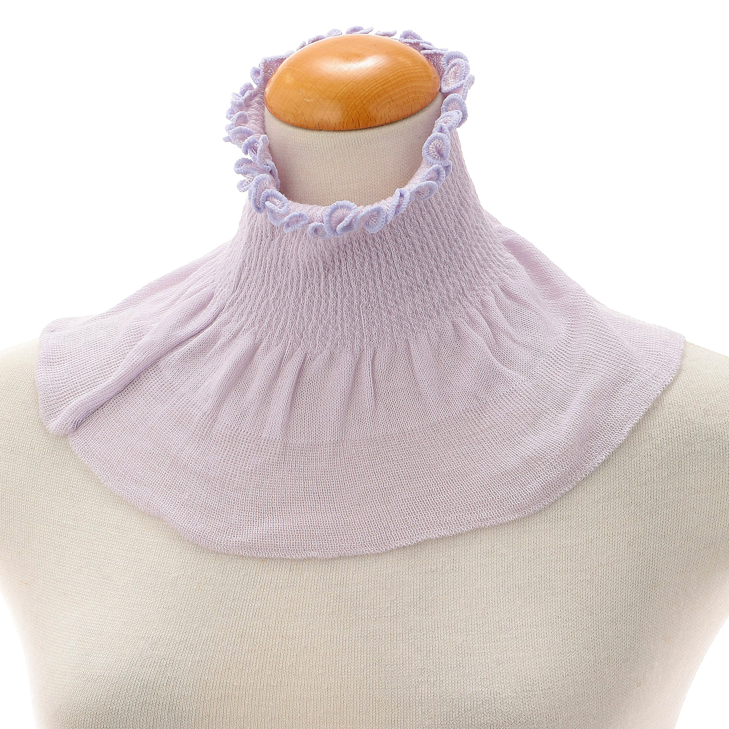 日本製 シルク混ネックカバーフリル 無地