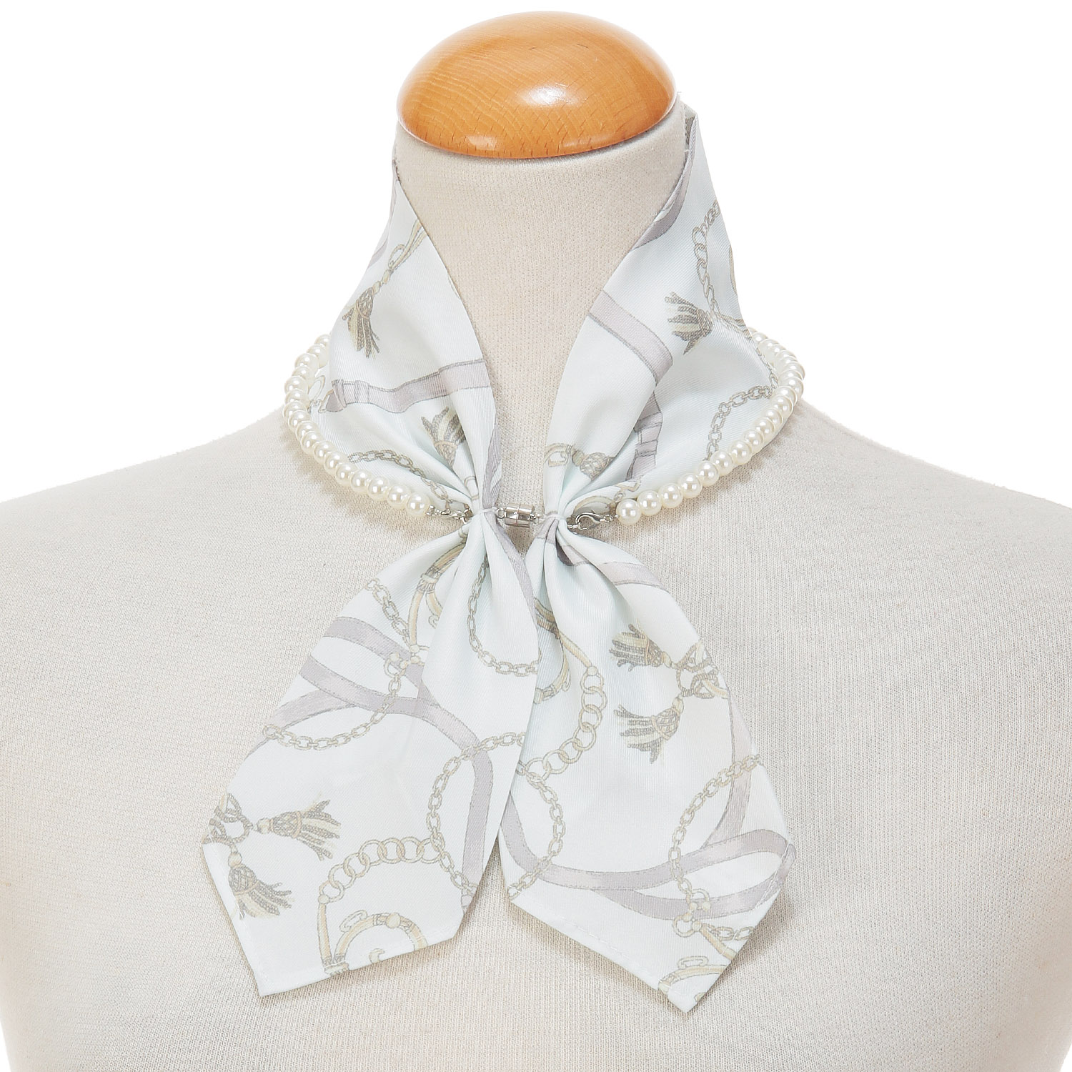 マグネット付パールネックレススカーフ マルチ柄 - 画像4