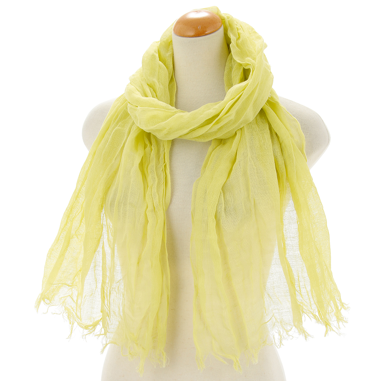 UV綿麻無地シワ加工ストール - 画像1