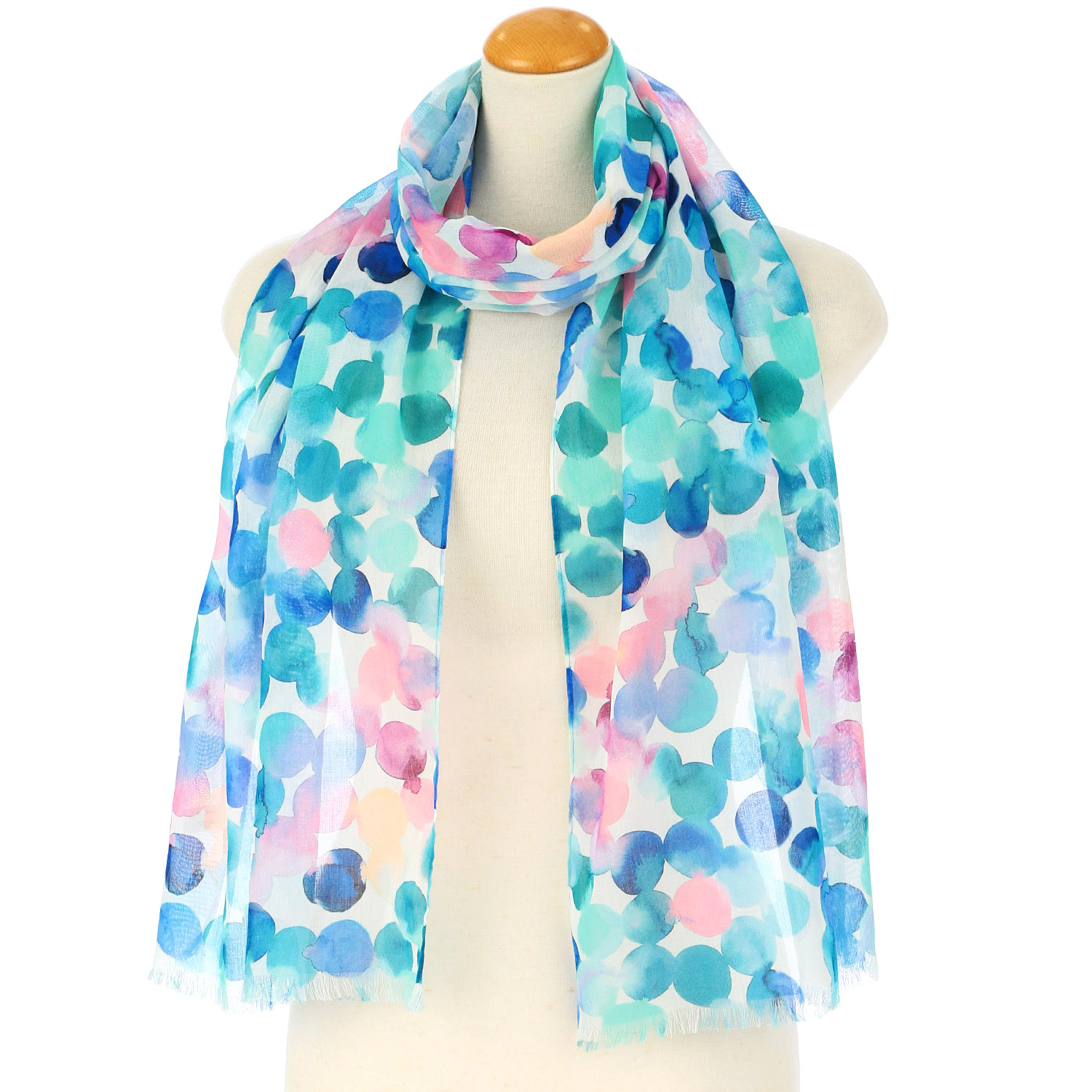 コットン細UVストール メルトドット柄