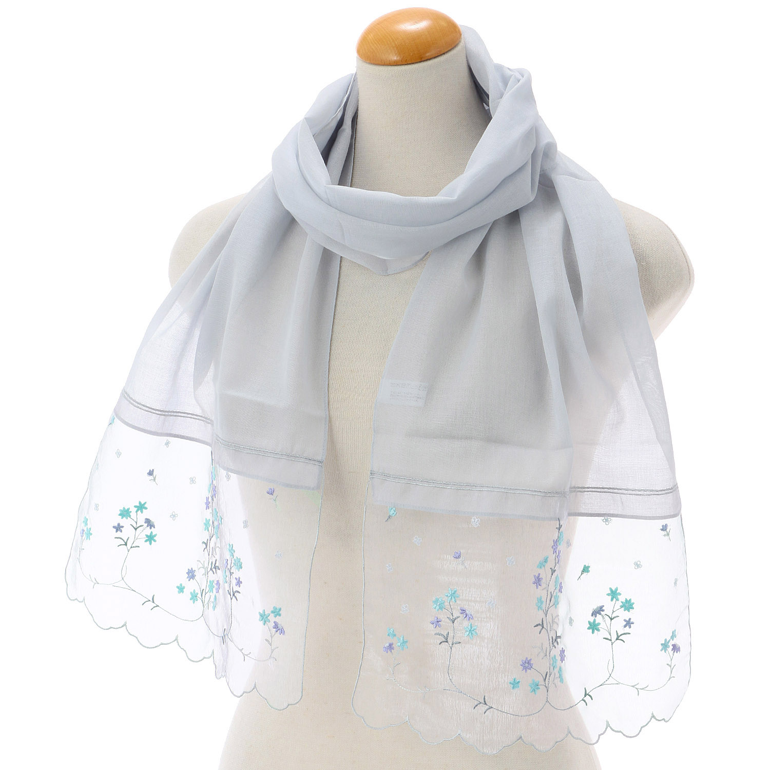 オーガンジー刺繍ストール レースフラワー - 画像2