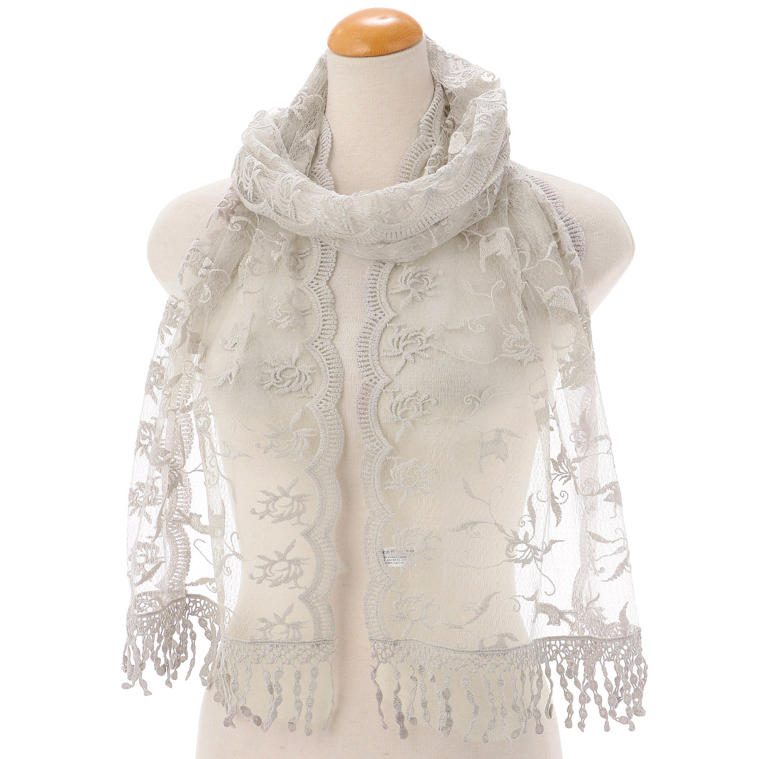 レースストール 花と猫柄