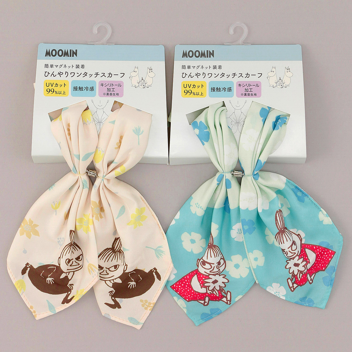 MOOMIN ひんやりワンタッチスカーフ 花とリトルミイ