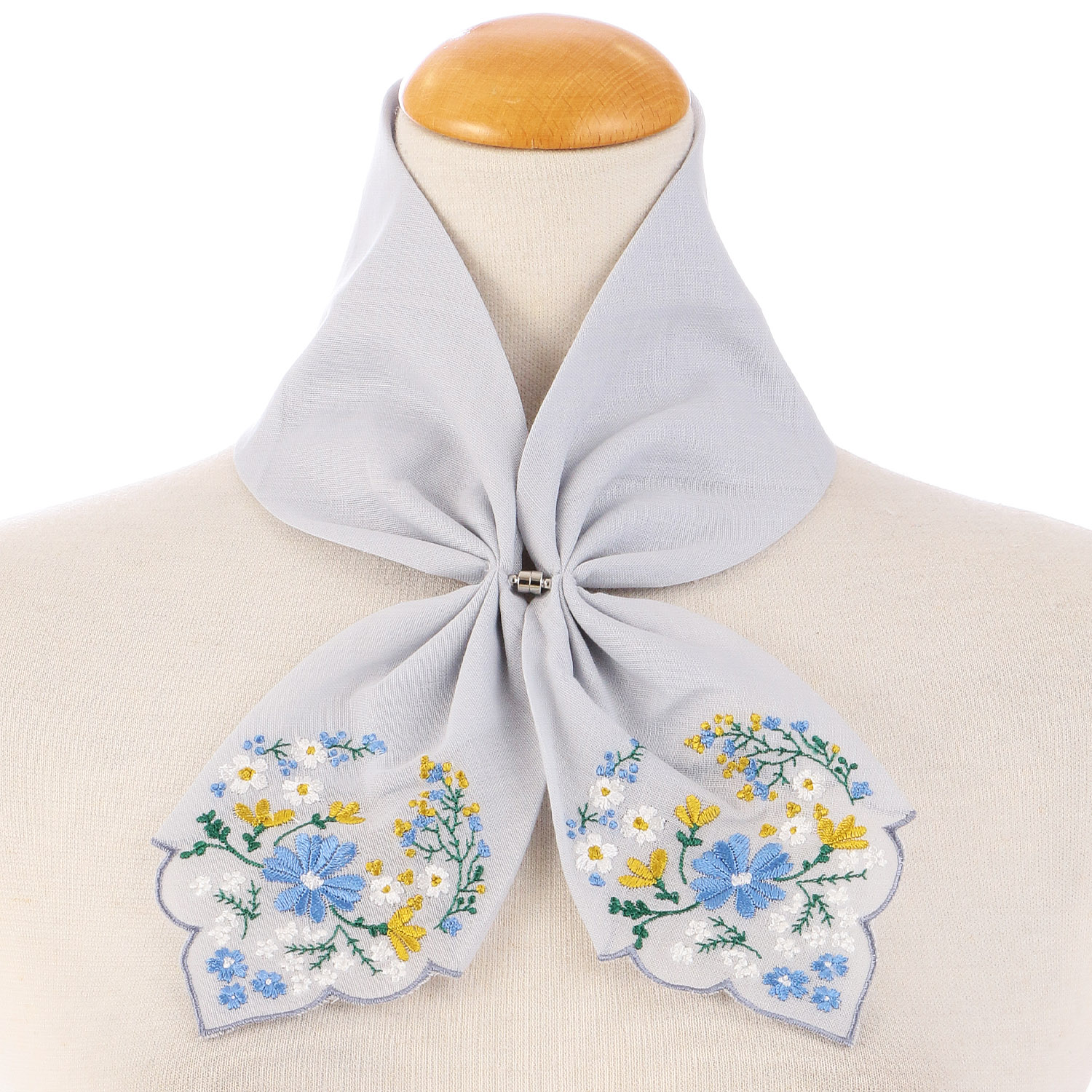 マグネット付きコットン刺繍スカーフ 花