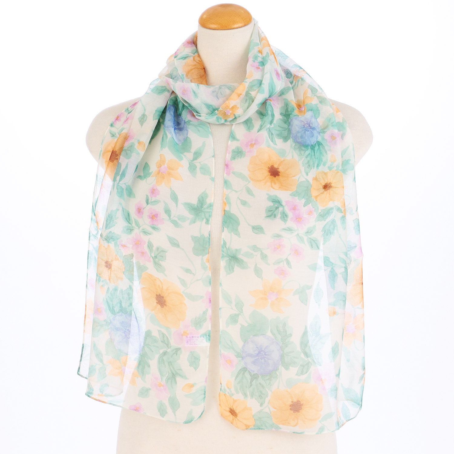 インド製 シルク混花柄プリントストール - 画像6