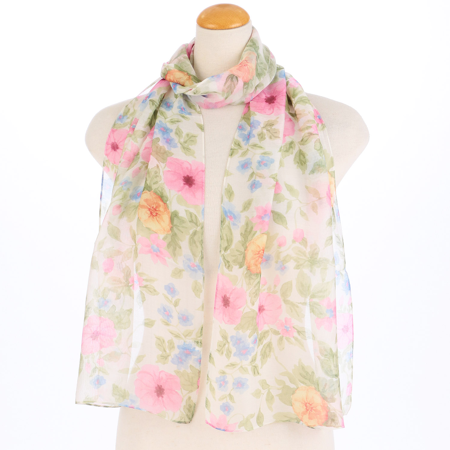 インド製 シルク混花柄プリントストール