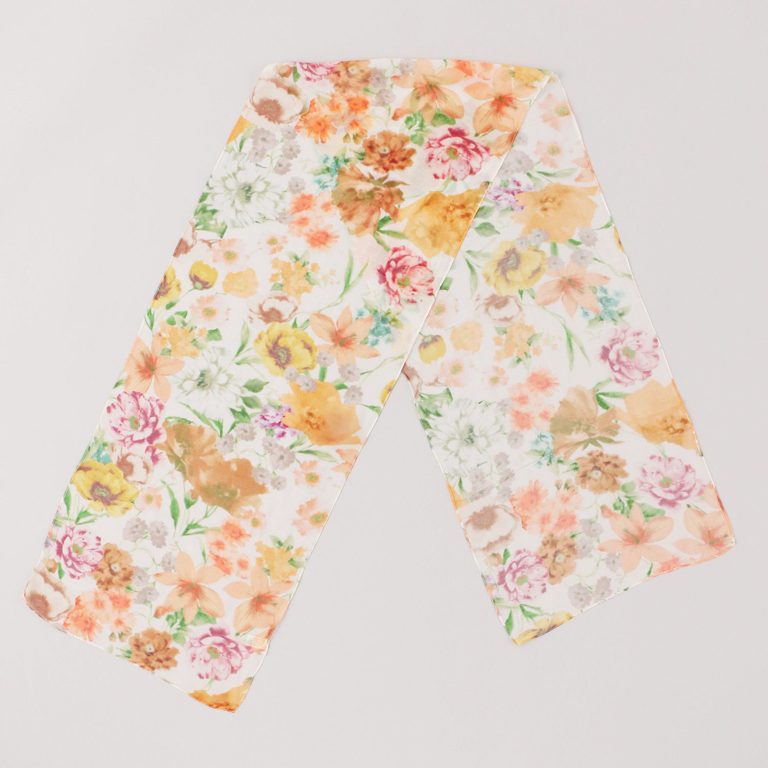 インド製 シルク混花柄プリントストール - 画像2