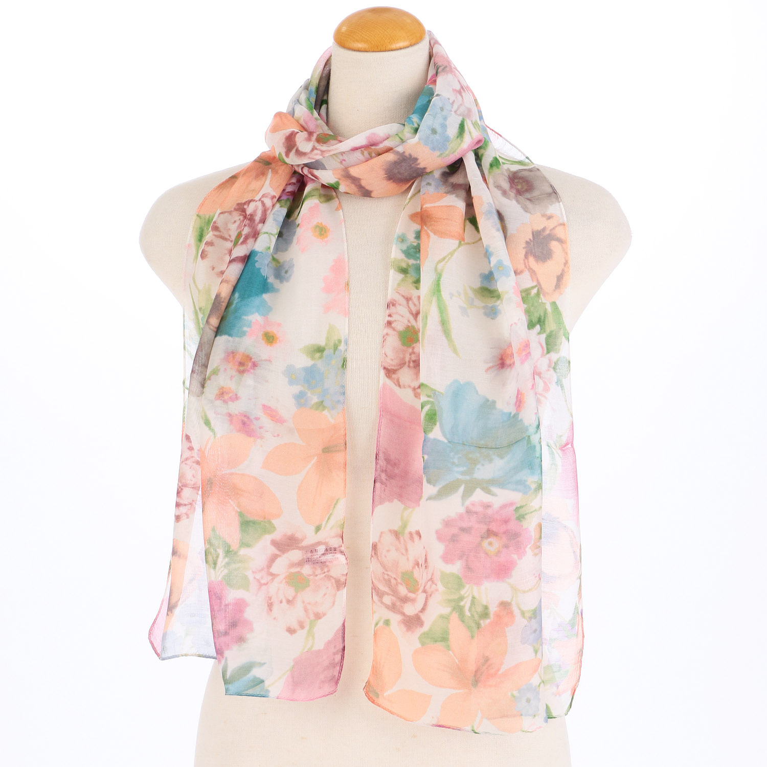 インド製 シルク混花柄プリントストール - 画像4