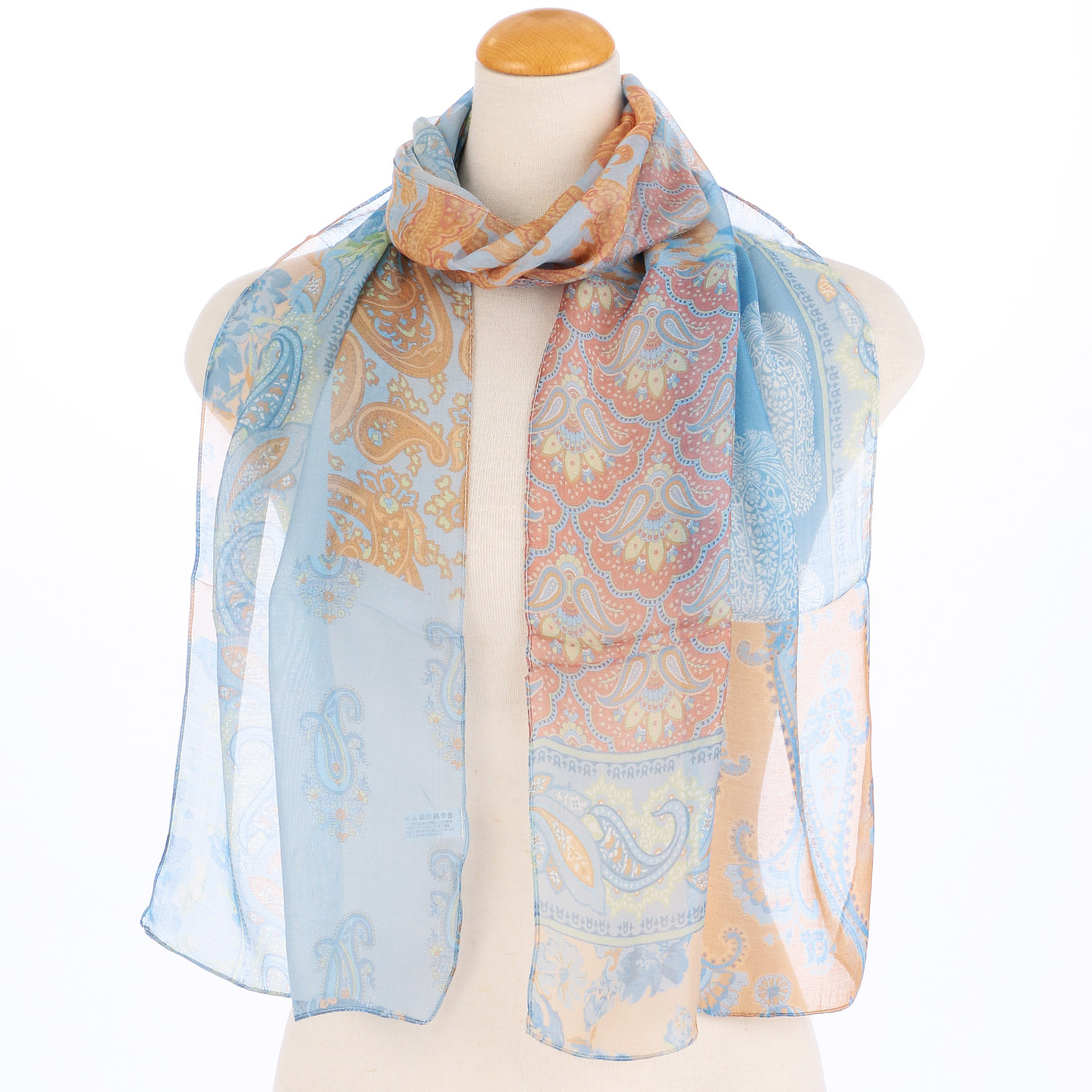 インド製 シルク混ペイズリープリントストール