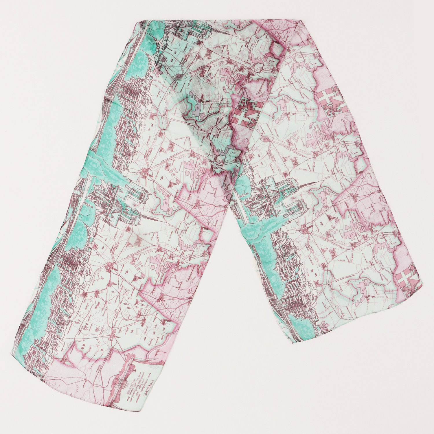 インド製 シルク混街並み柄プリントストール - 画像2