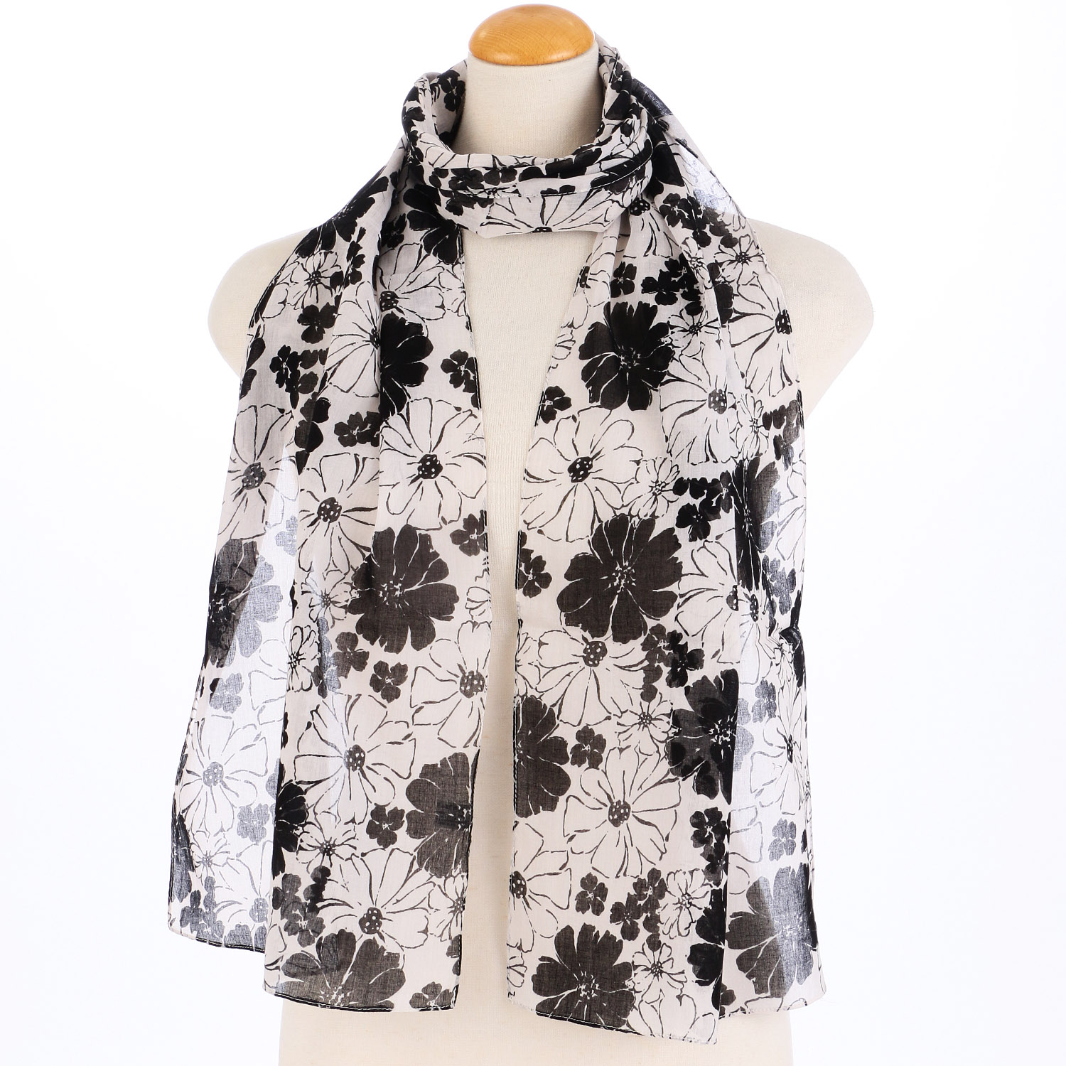 【04終了】インド製 モノトーン柄プリントストール - 画像2