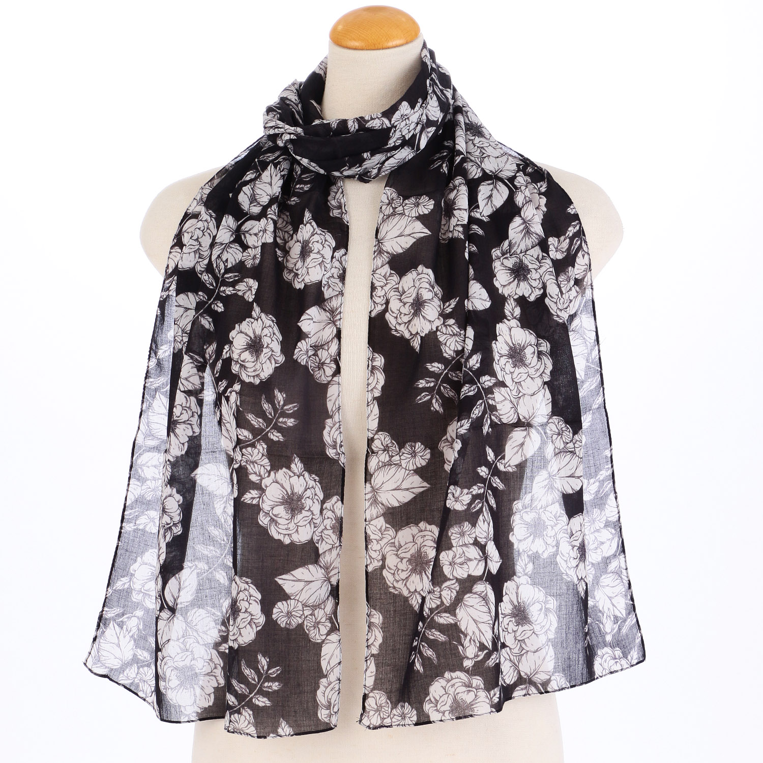 【04終了】インド製 モノトーン柄プリントストール - 画像7