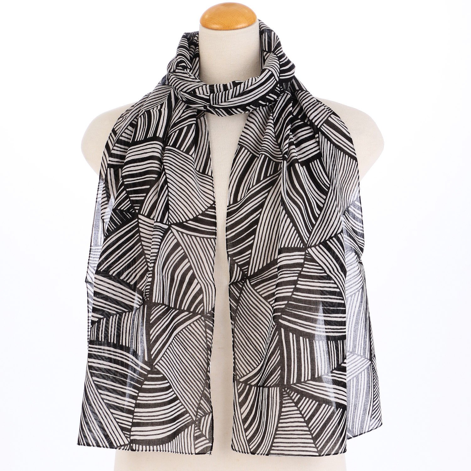 【04終了】インド製 モノトーン柄プリントストール - 画像9