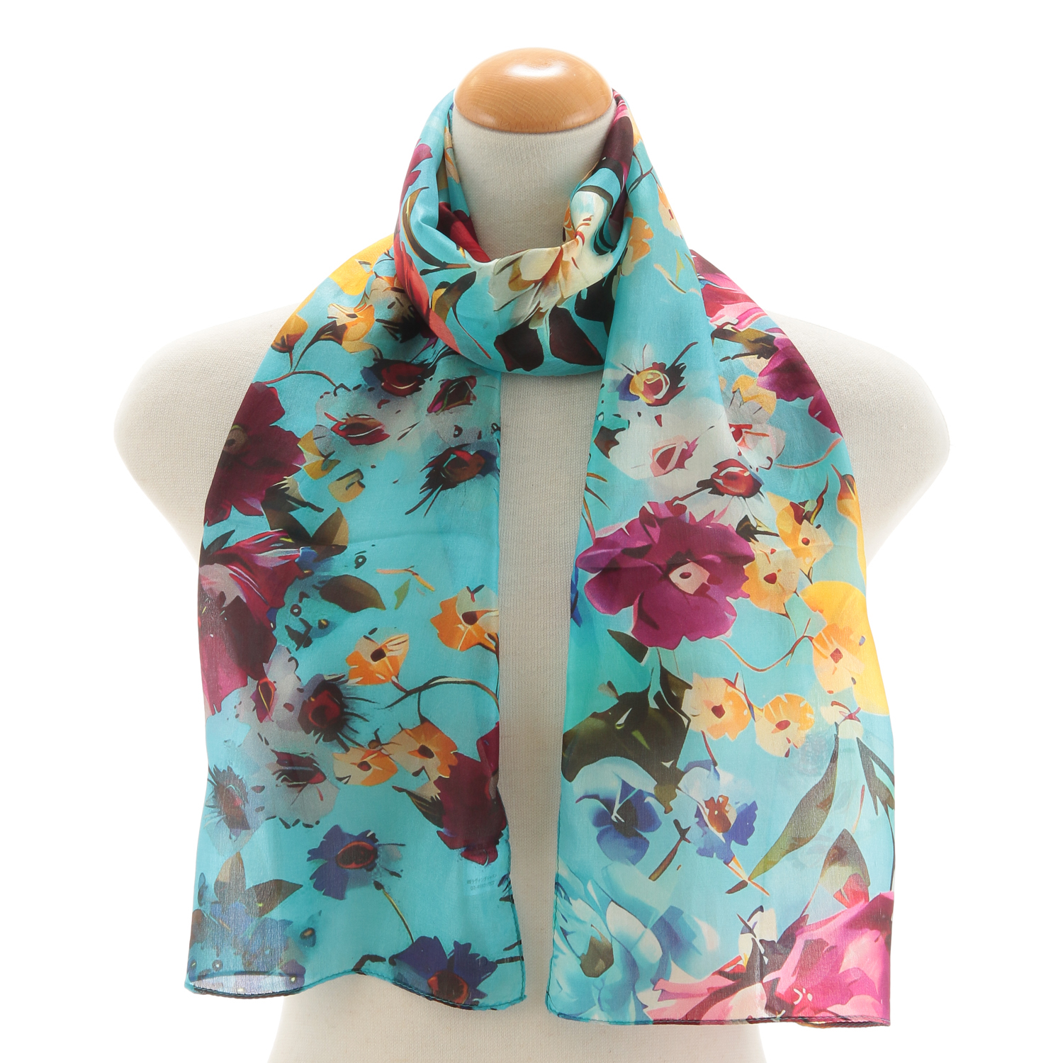 インド製 シルク花柄ストール - 画像3