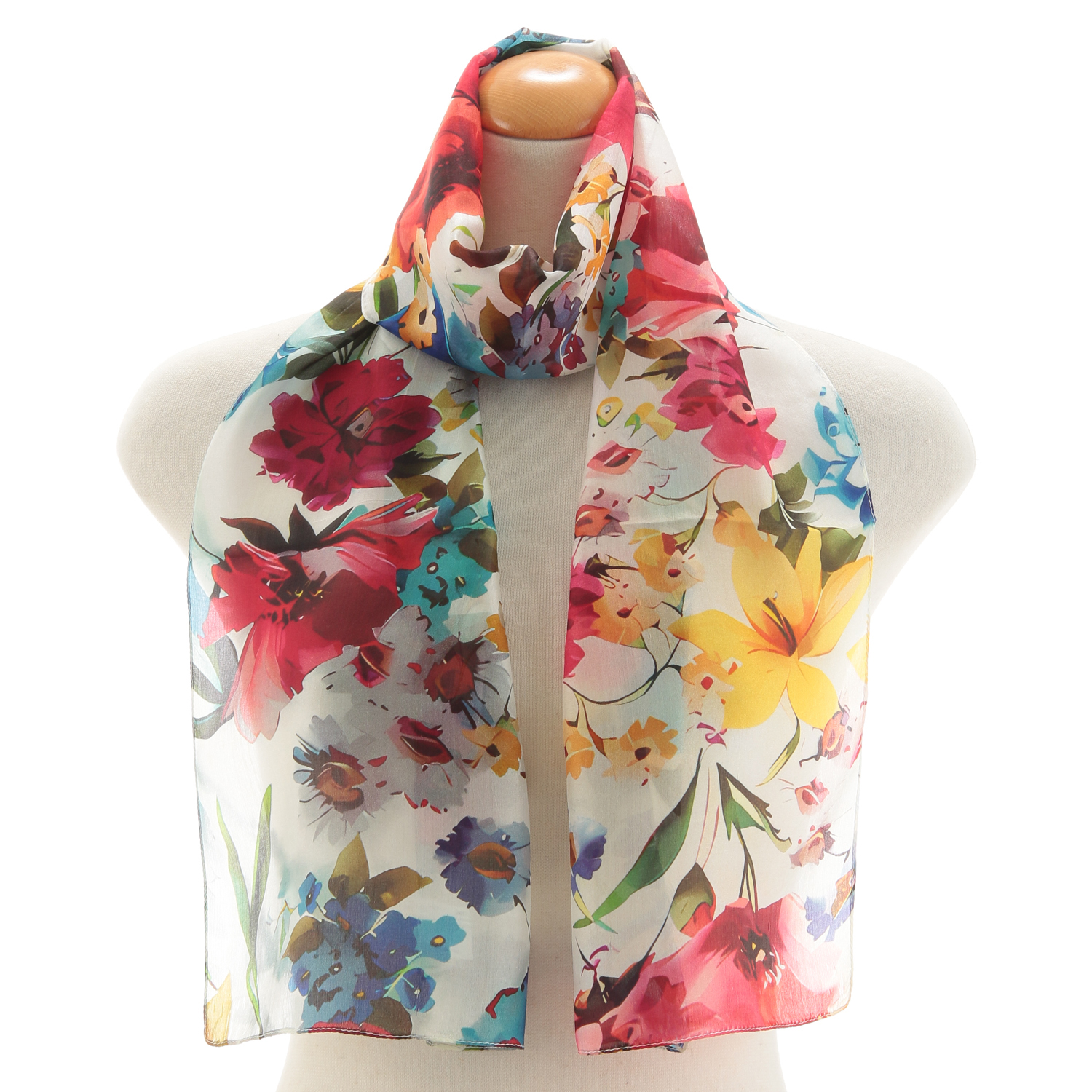 インド製 シルク花柄ストール