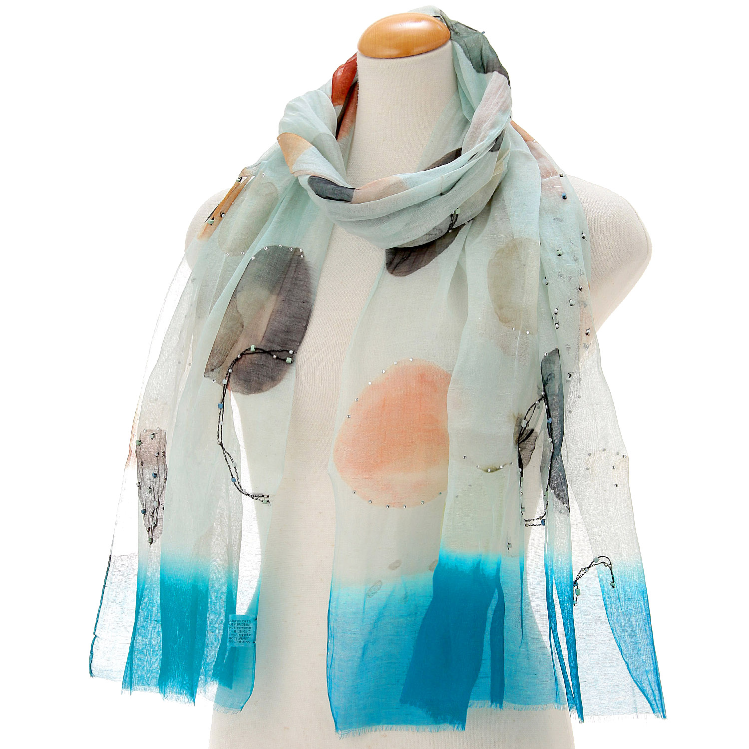 インド製 綿シルクアートストール