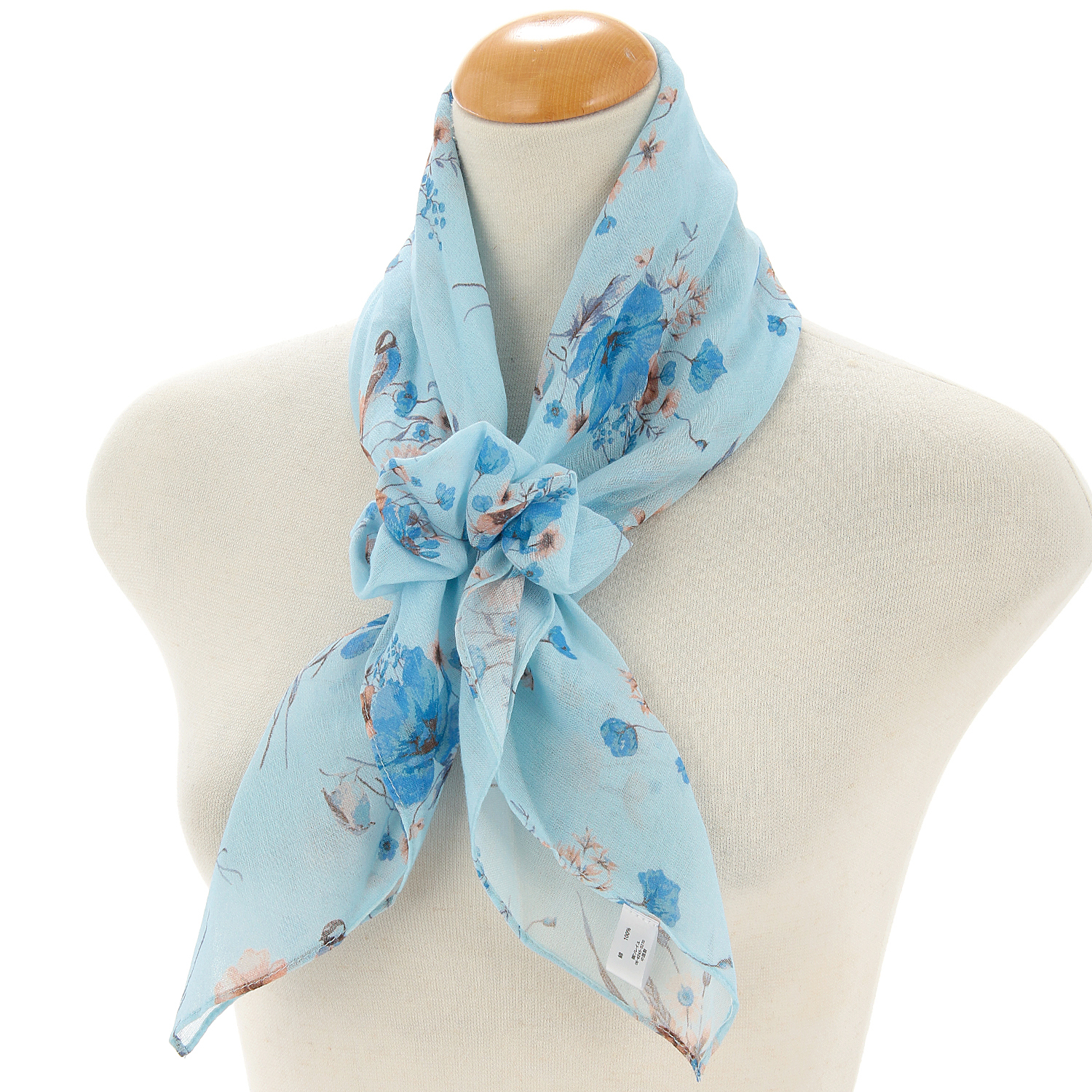 コットンUVシュシュ付きスカーフ ブーケ柄 - 画像3