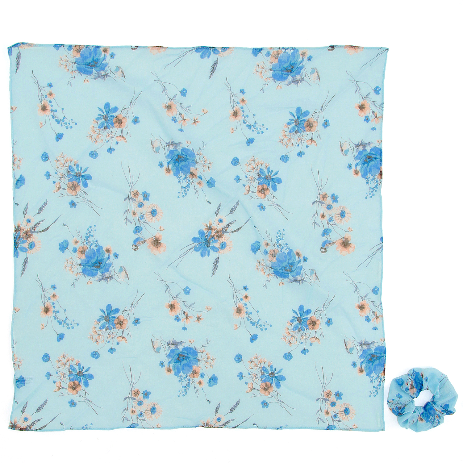 コットンUVシュシュ付きスカーフ ブーケ柄 - 画像4