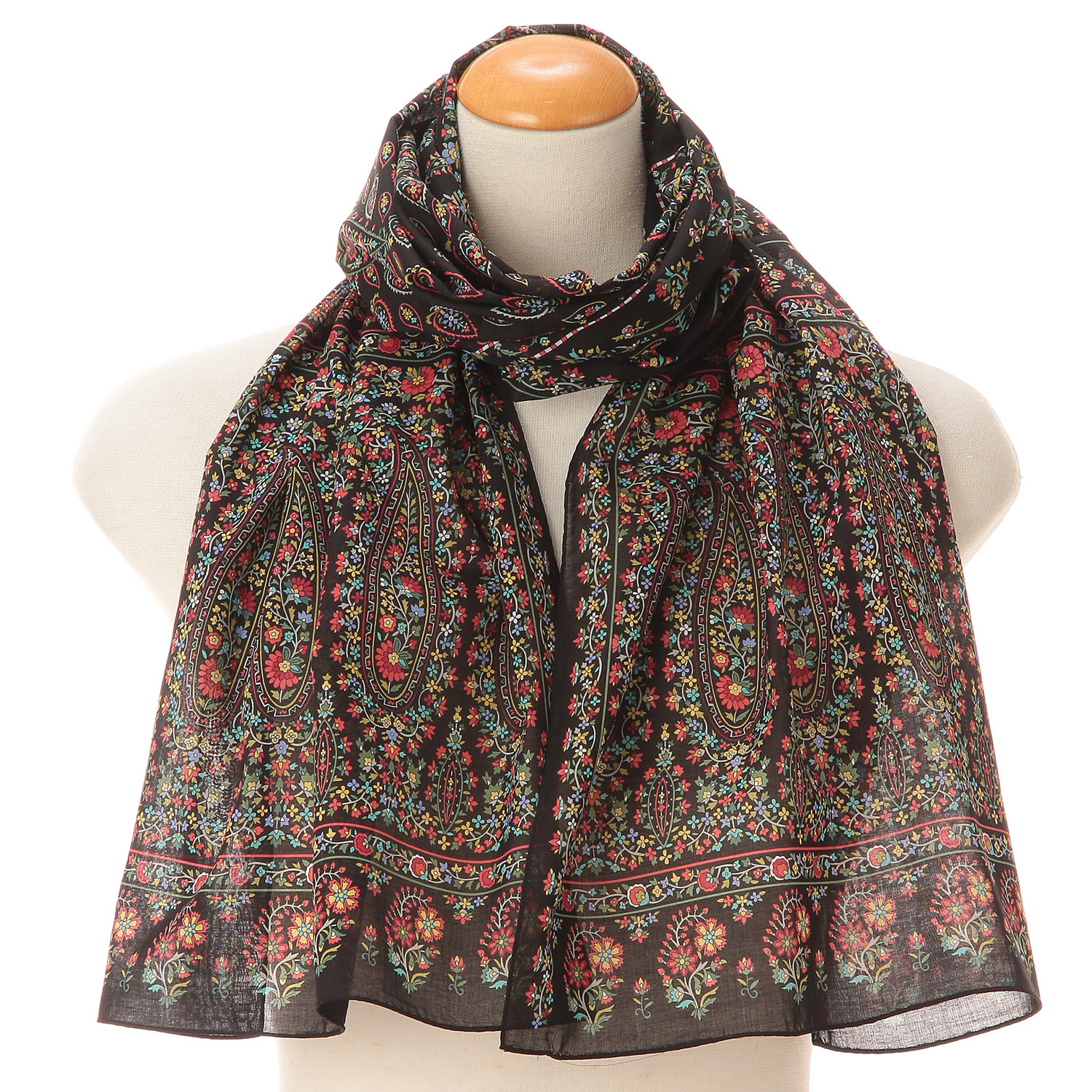 日本製 綿ローンロングスカーフ ペイズリー