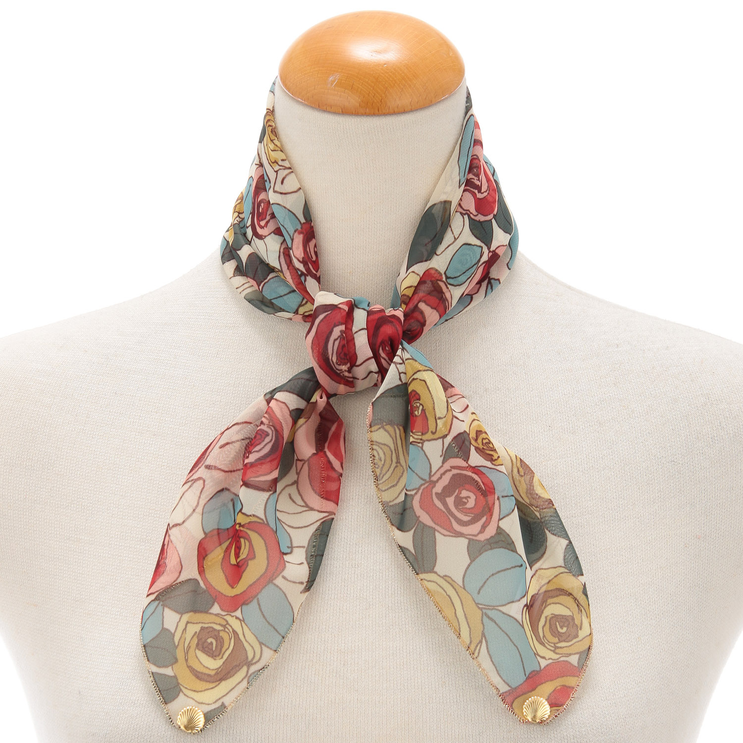 日本製 プリントポリエステルシフォンスカーフ 52×52