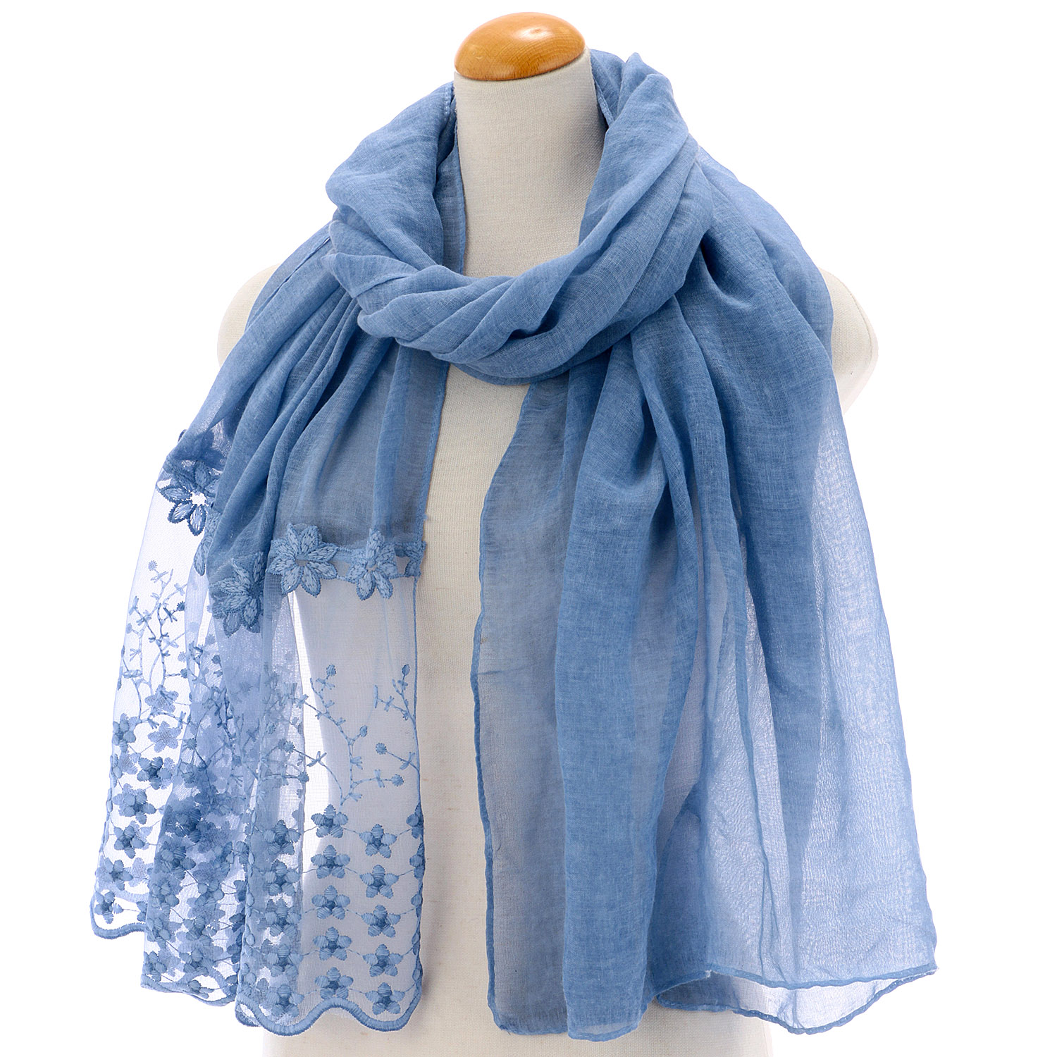 小花刺繍切替ストール - 画像6