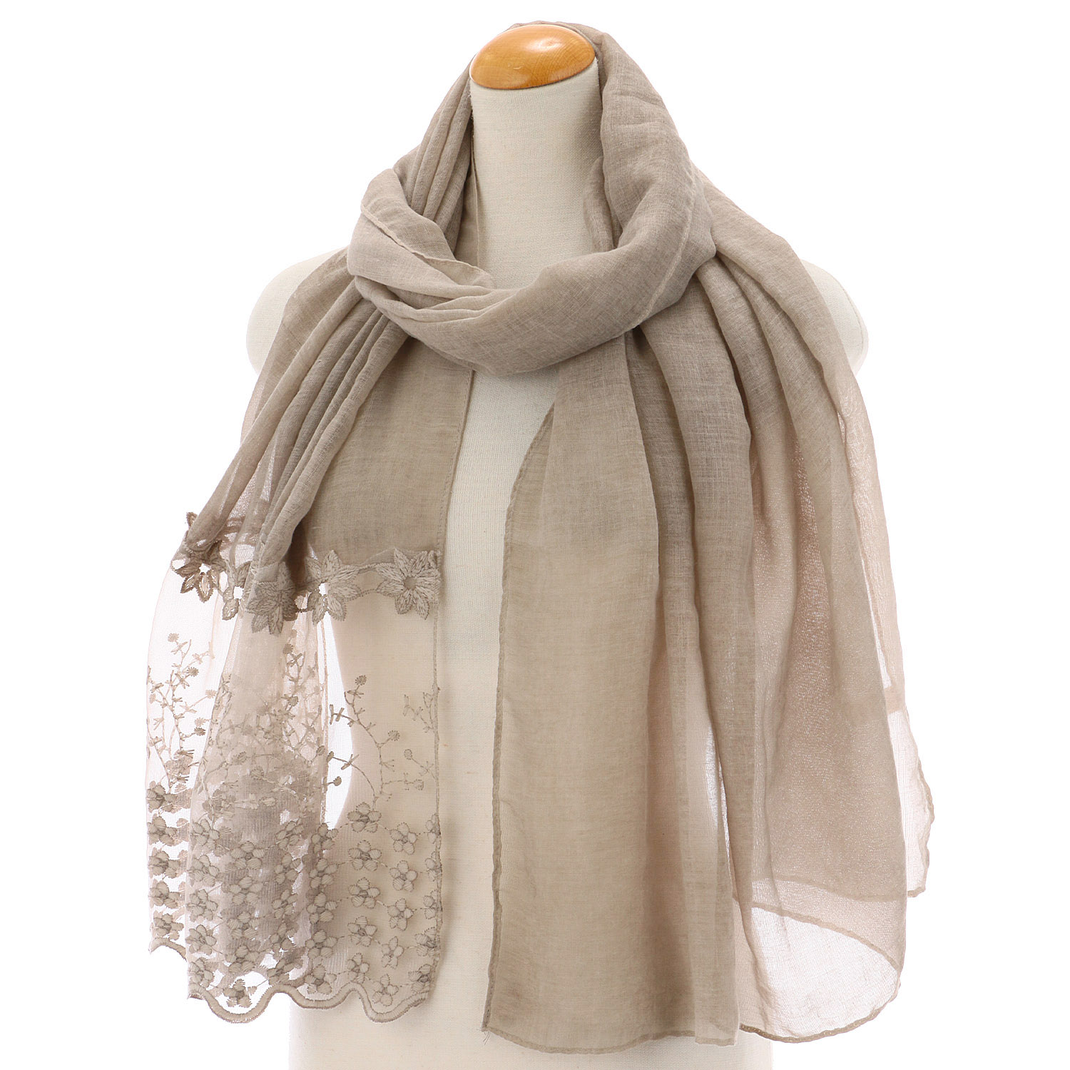 小花刺繍切替ストール