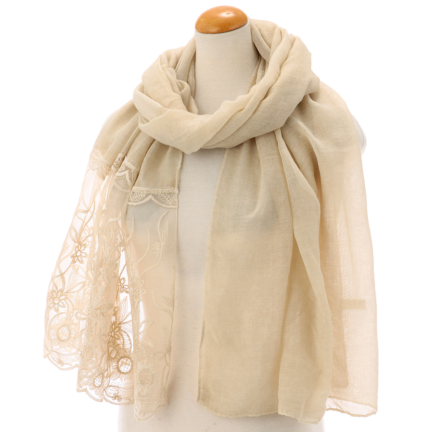 フラワー刺繍切替ストール - 画像4