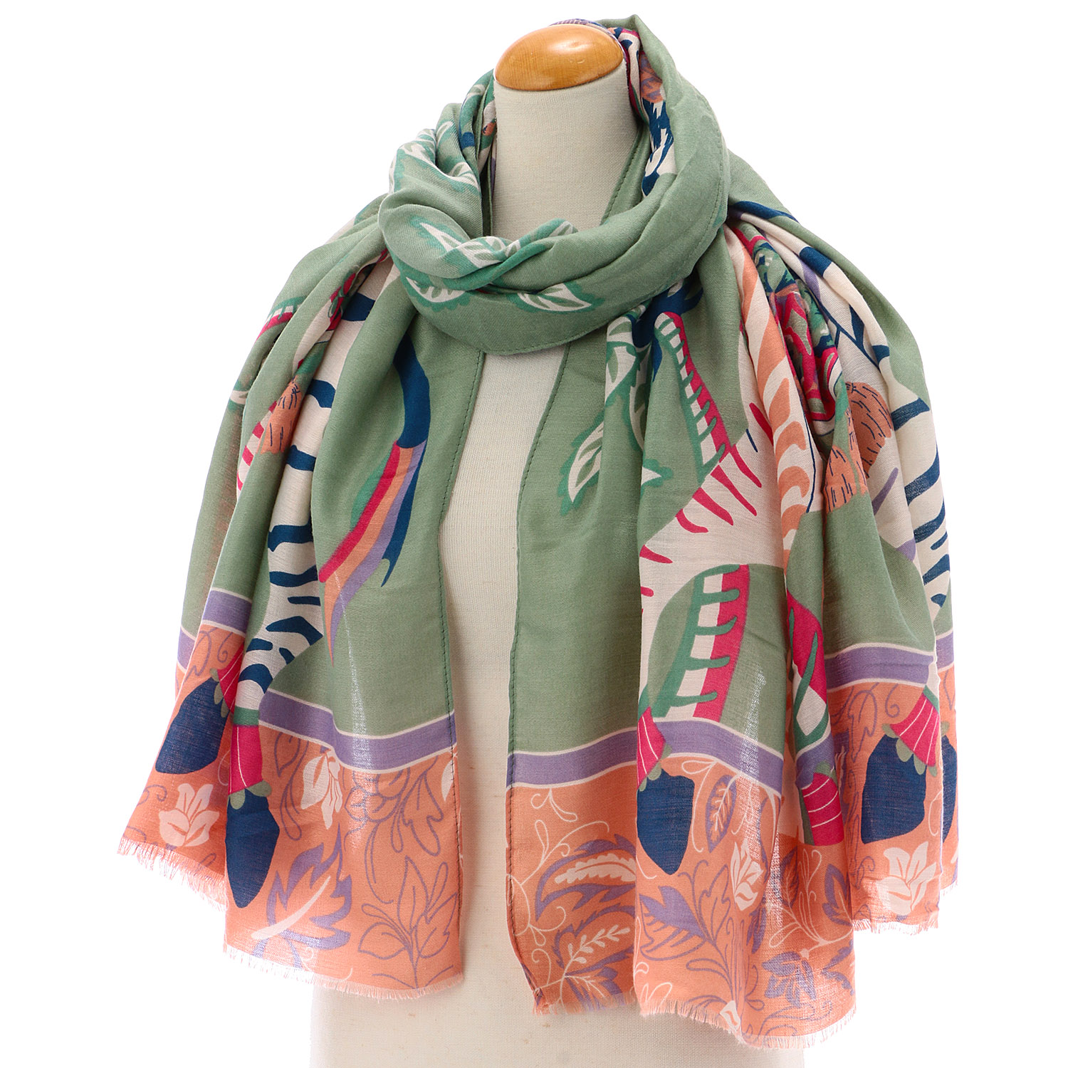 【グリーン終了】シマウマプリント大判ストール - 画像4