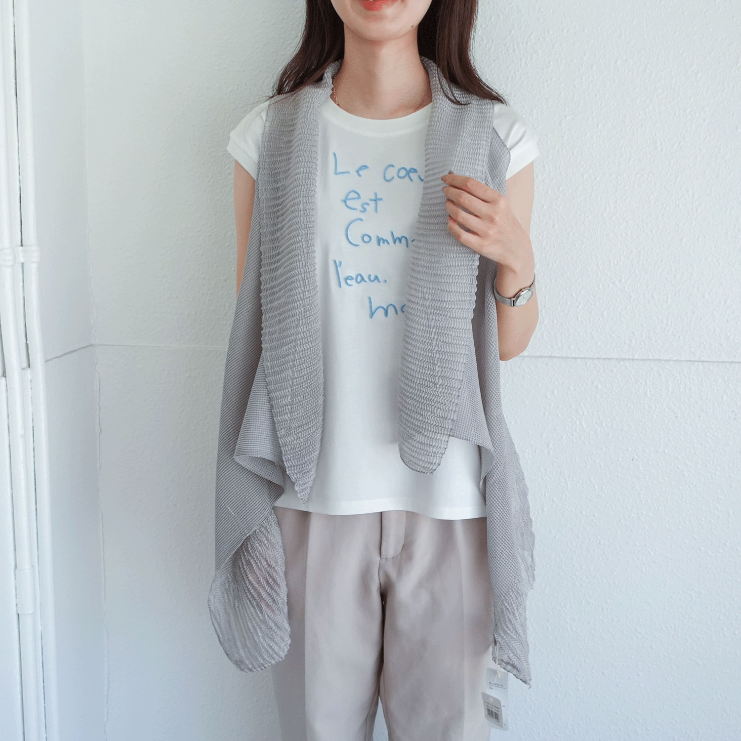 2way細プリーツベストストール