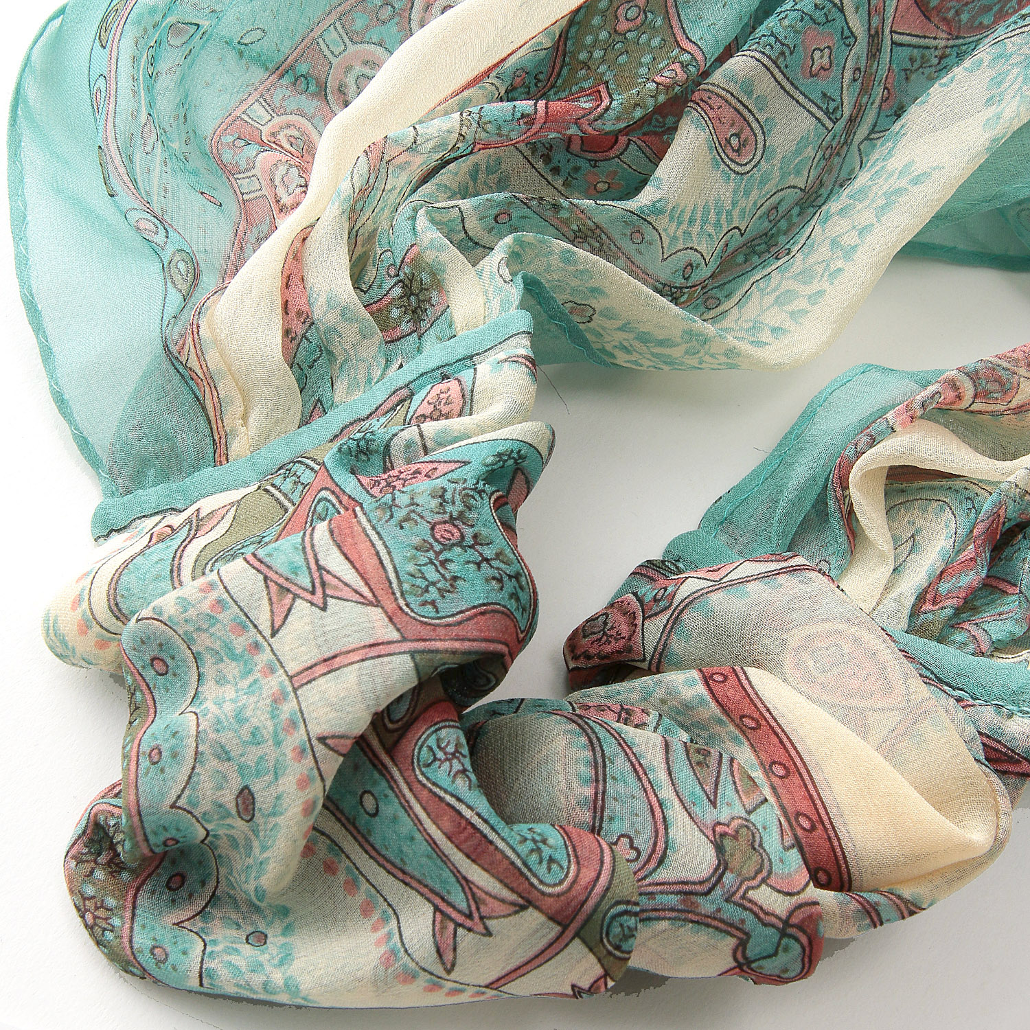 日本製 シルクシフォンリングスカーフ - 画像4