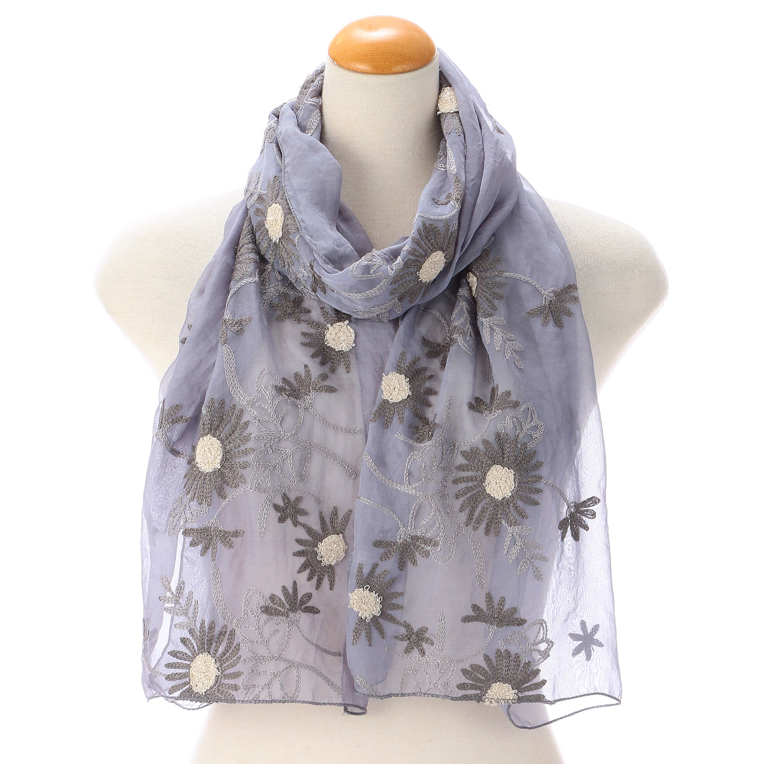 花柄刺繍ストール