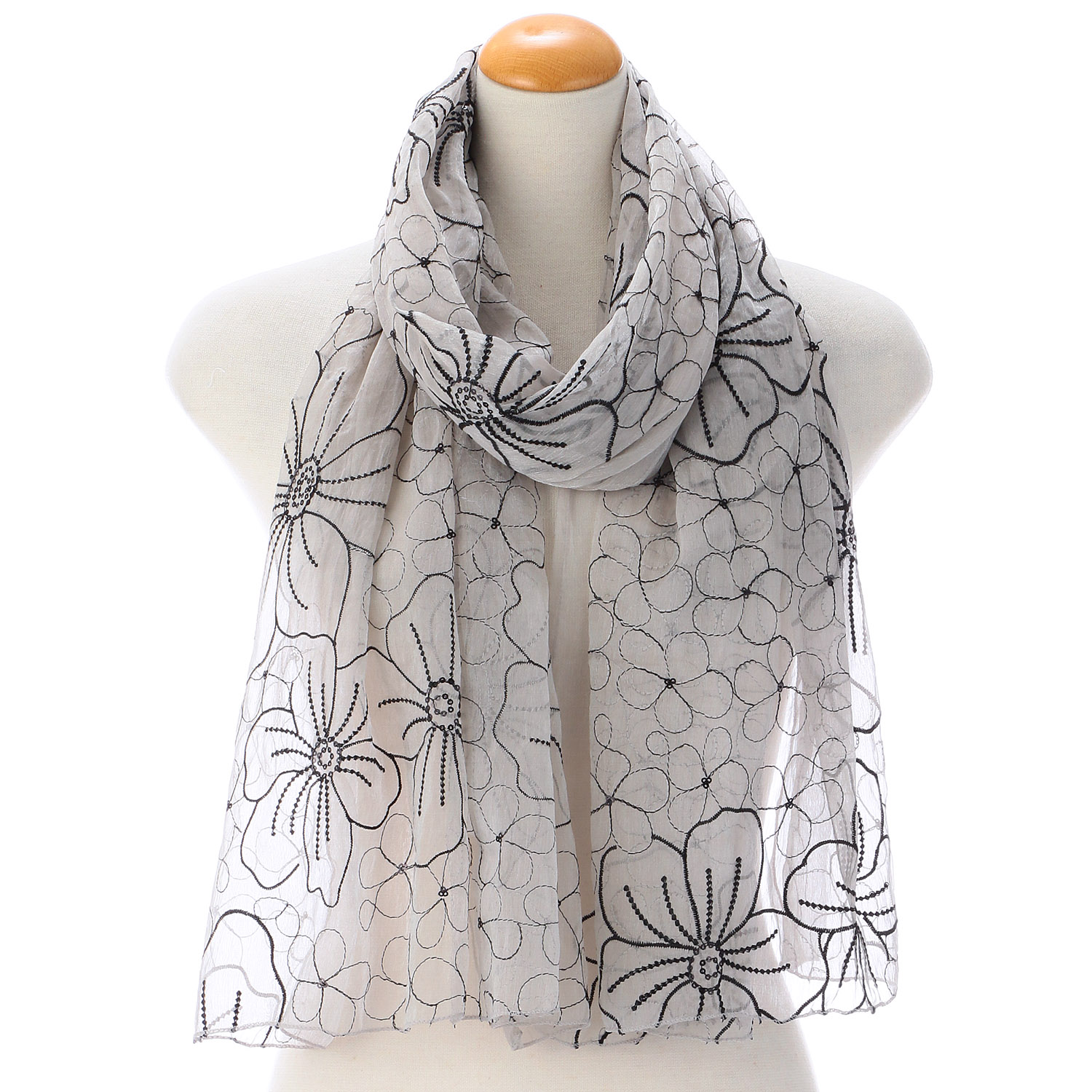 花柄刺繍ストール