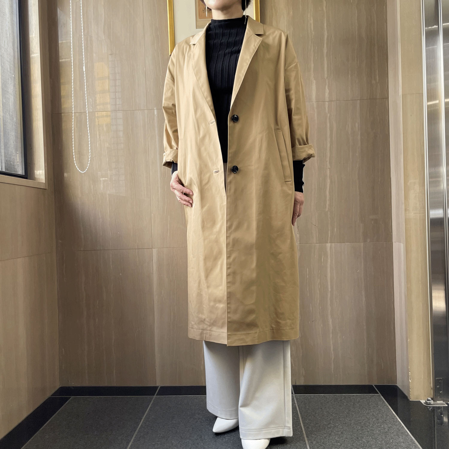 【InstaLive】一珠 NOUQUE 形状記憶タフタチェスターコート - 画像4