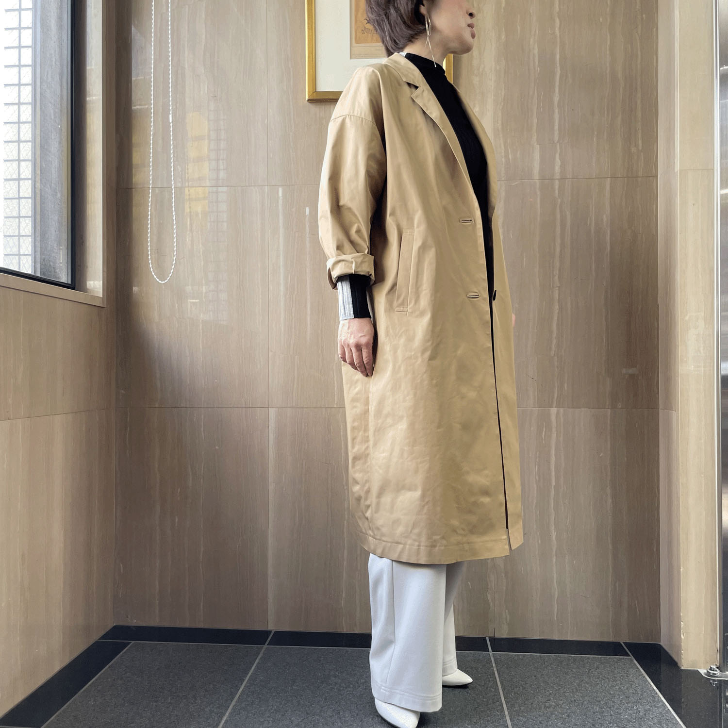 【InstaLive】一珠 NOUQUE 形状記憶タフタチェスターコート - 画像5