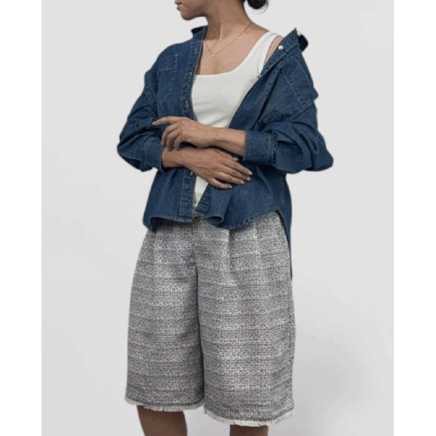 QTUME デニムパール釦シャツ - 画像12