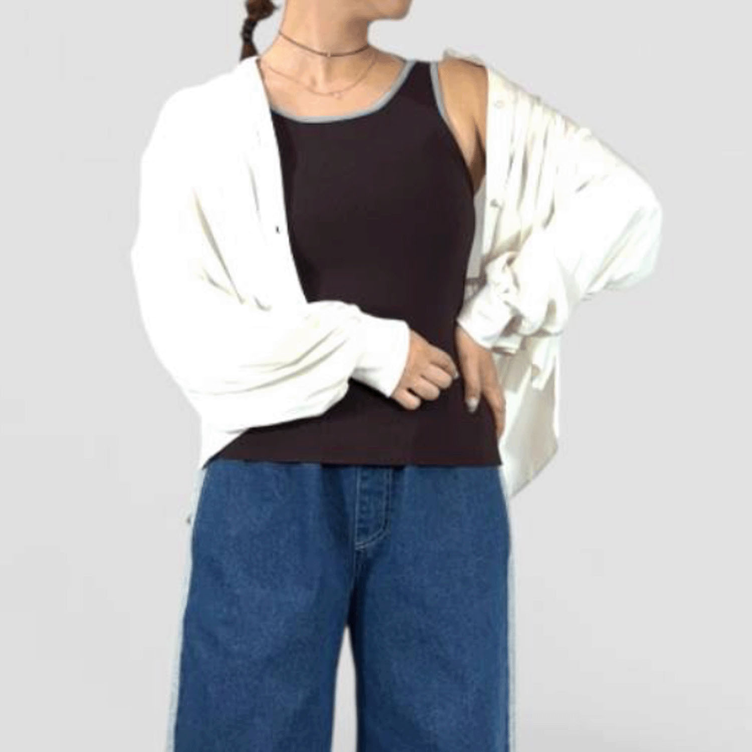 QTUME バイカラータンクニットインナートップス - 画像14