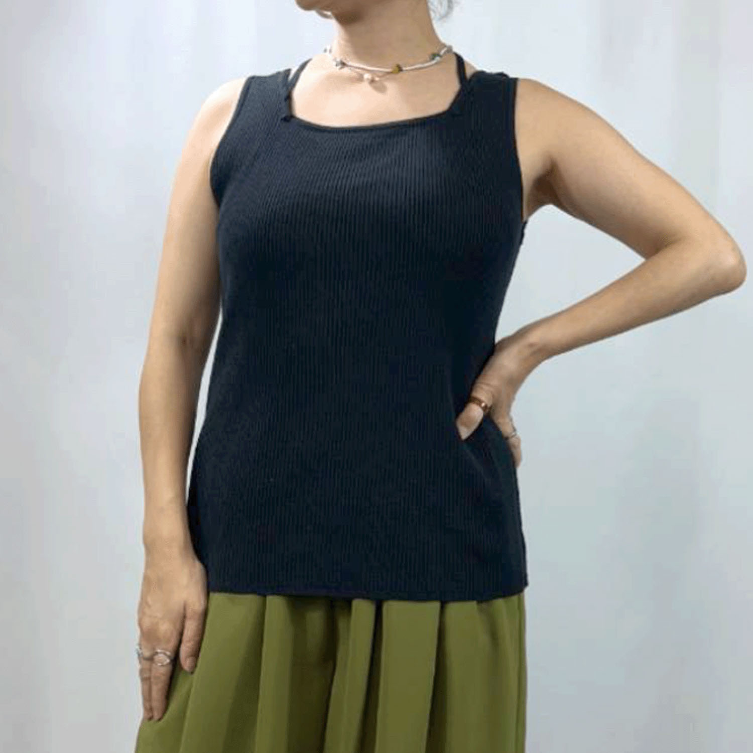 QTUME バイカラータンクニットインナートップス - 画像8