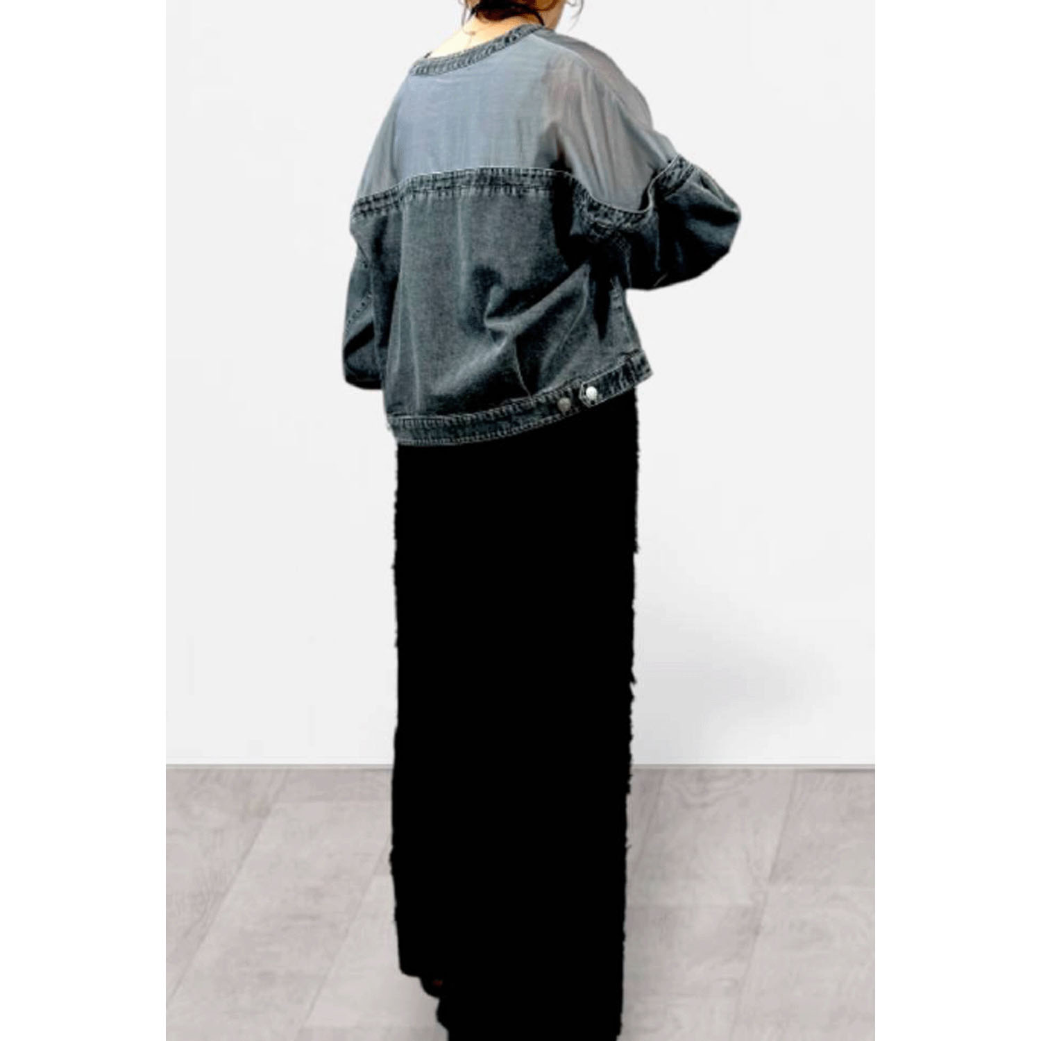 QTUME リメイク風デニムコンビジャケット - 画像11