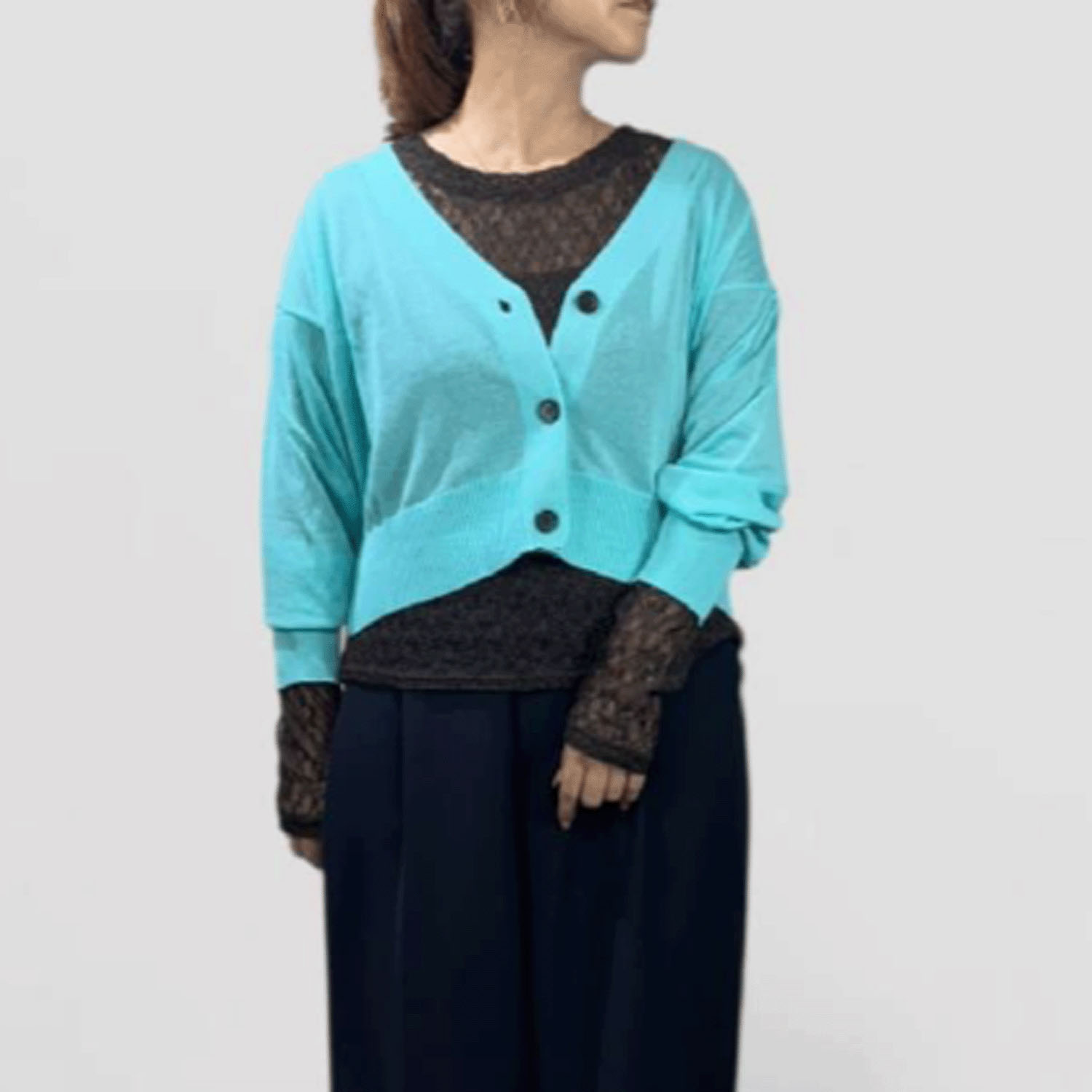 QTUME シアーニットクロップドカーデ - 画像2