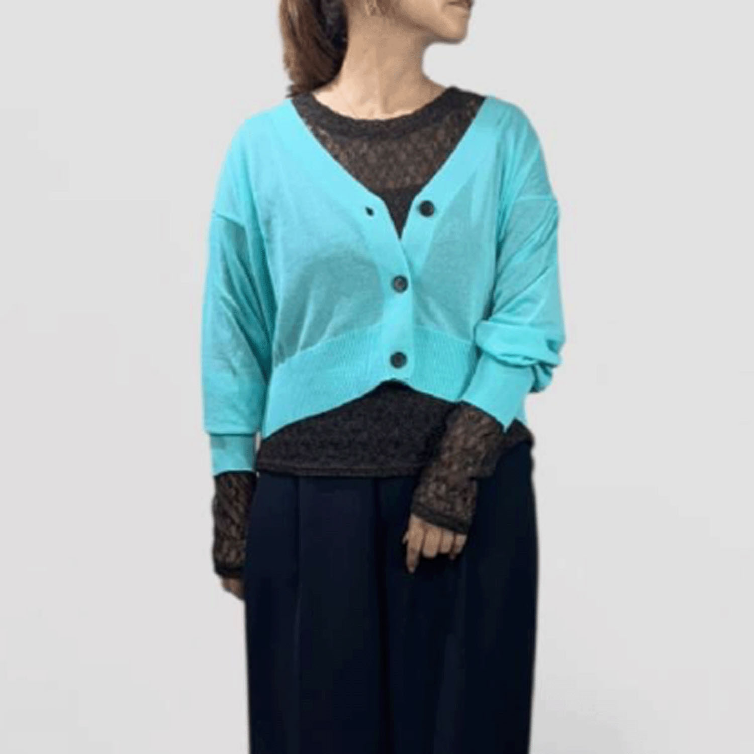 QTUME シアーニットクロップドカーデ - 画像14