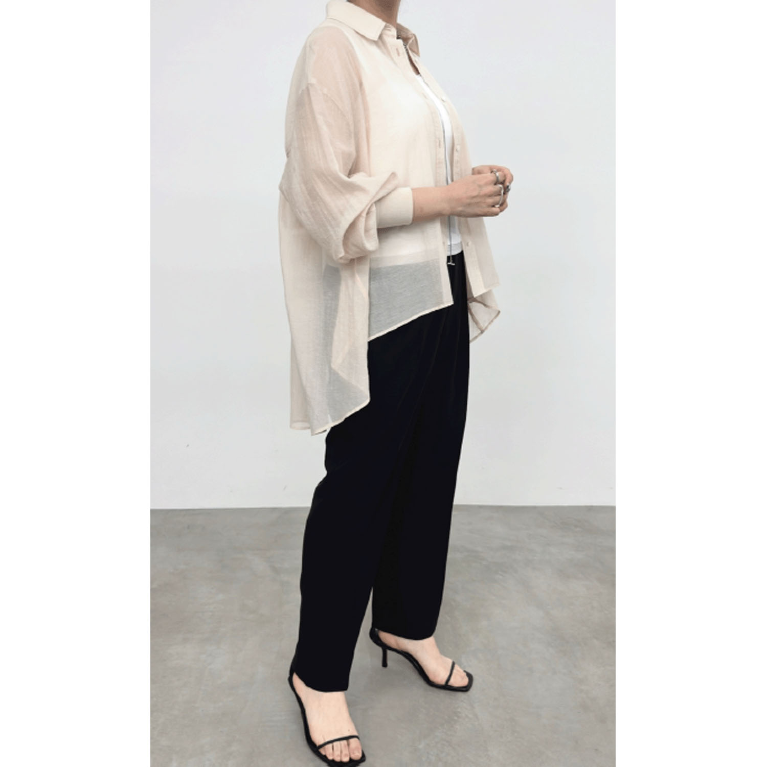 NUS シアーバックギャザーフレアシャツ - 画像4