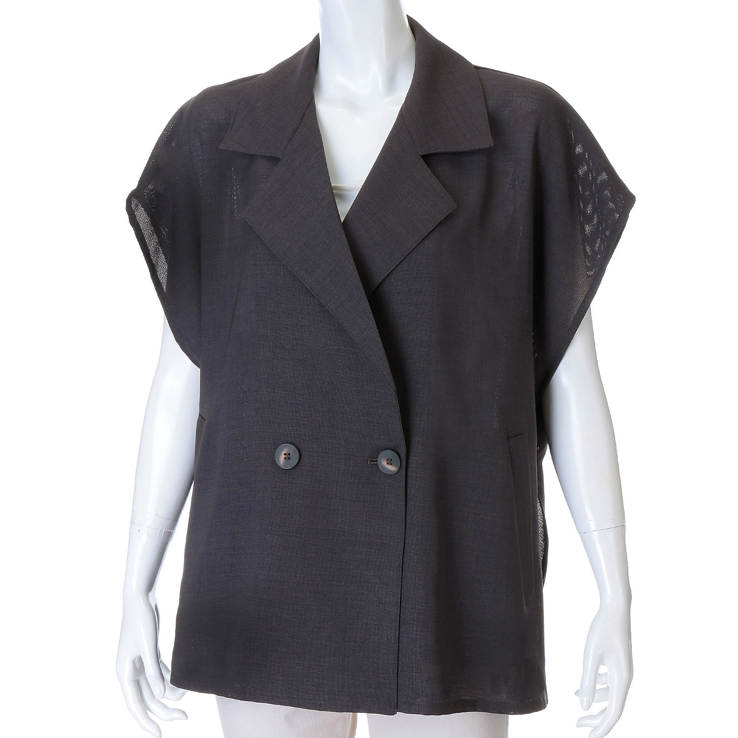 QTUME メッシュスリーブレスダブルジレ - 画像2