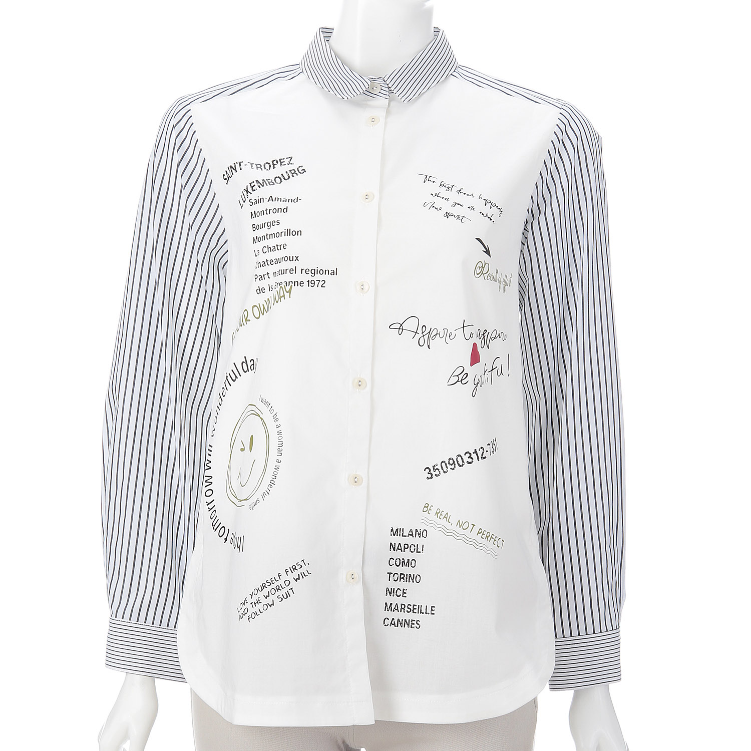 M－station 前身頃プリントブラウス