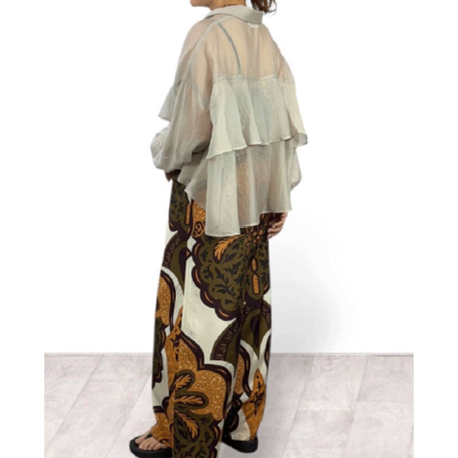 QTUME シルクリネンダマスクリラクシーワイドパンツ - 画像5