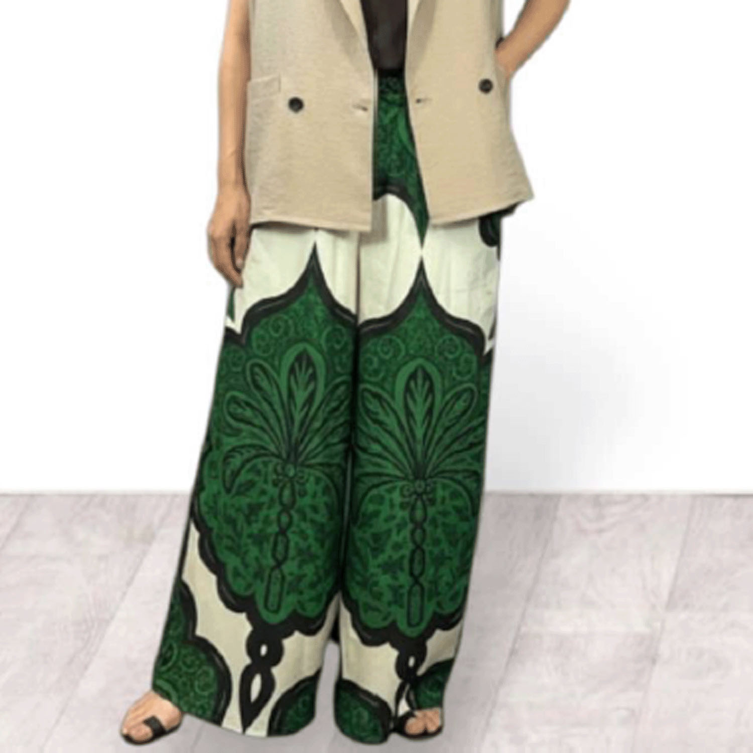 QTUME シルクリネンダマスクリラクシーワイドパンツ - 画像7