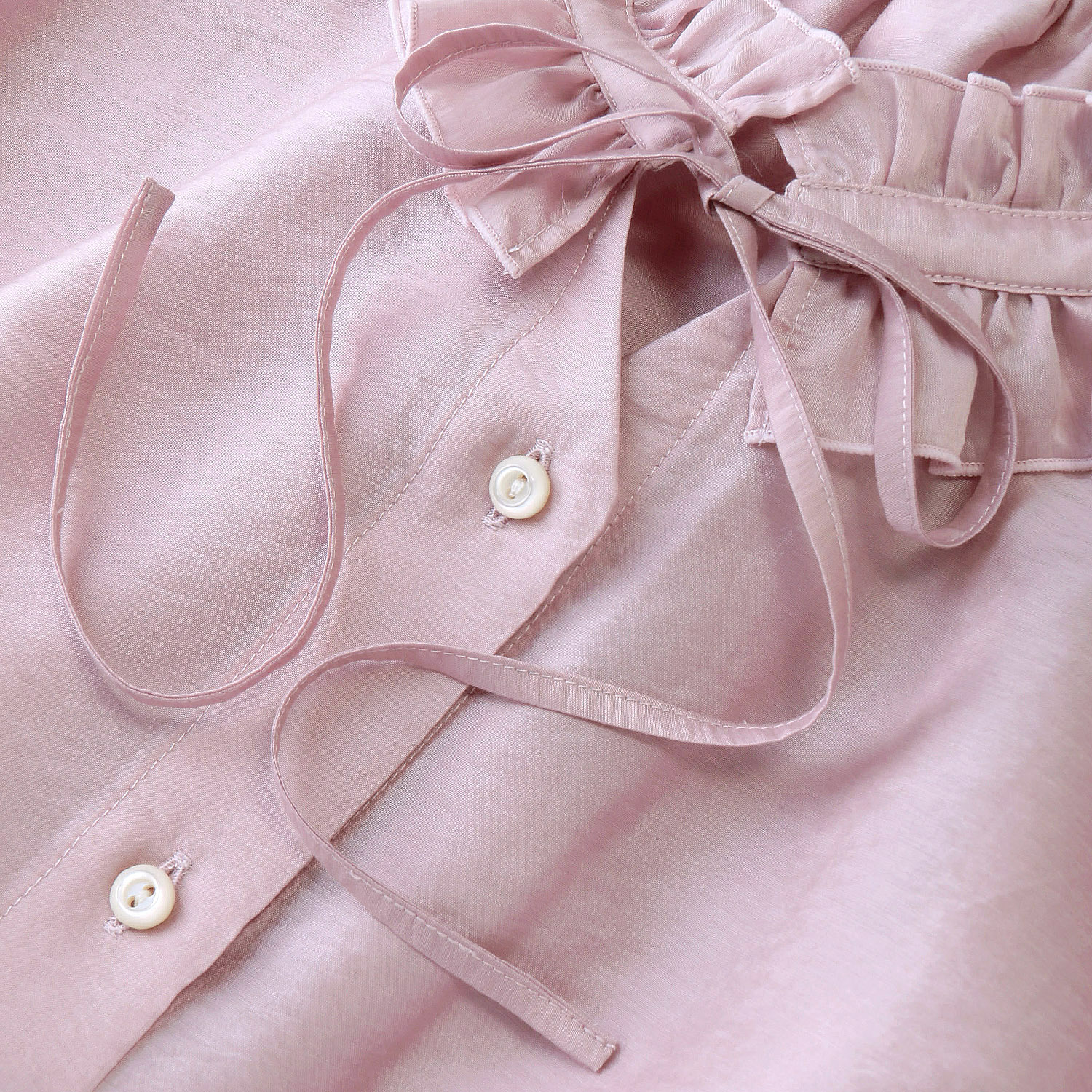 Doubleface Tokyo フリルネック前リボン半袖ブラウス - 画像10