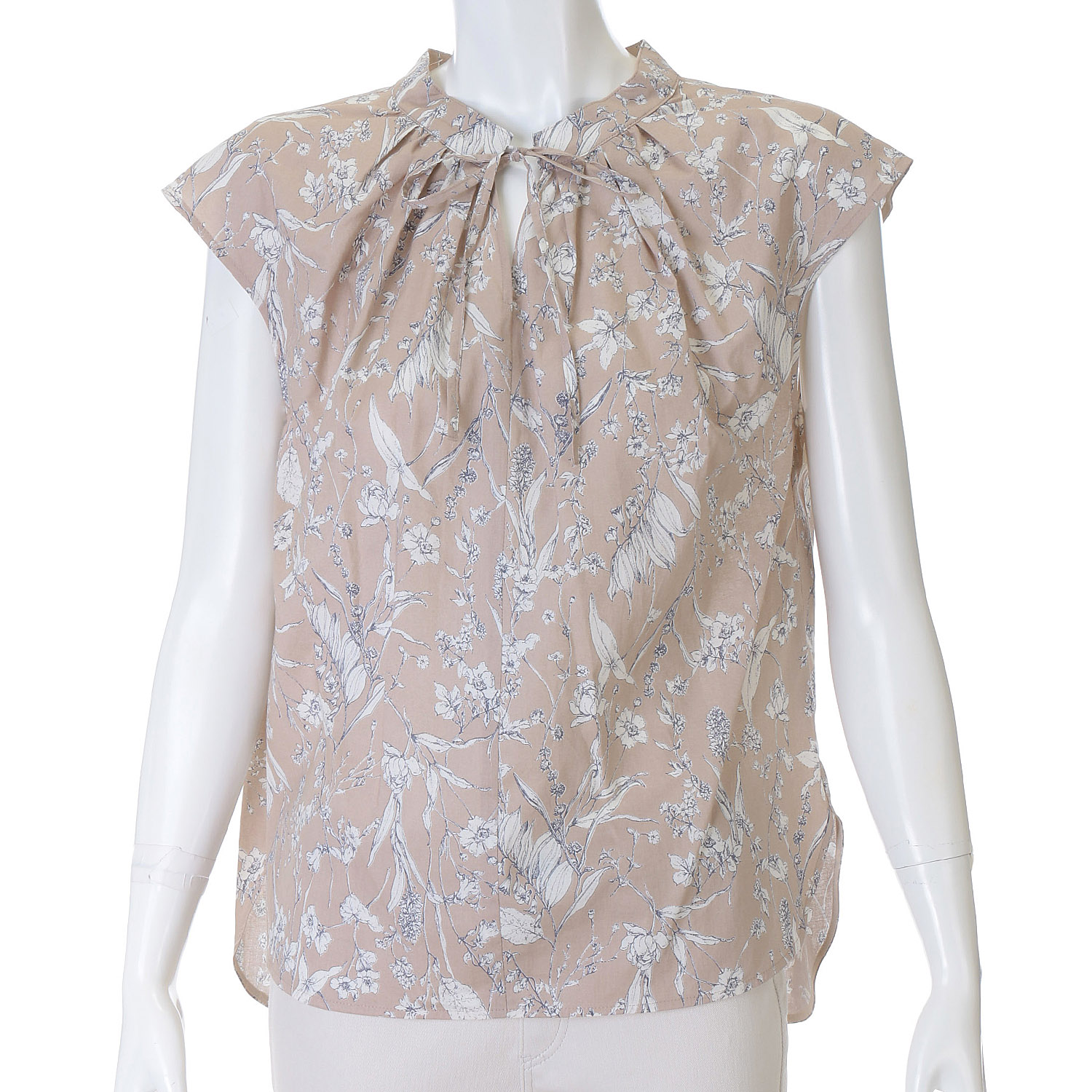 Doubleface Tokyo ボタニカルプリント前リボンフレンチブラウス - 画像6