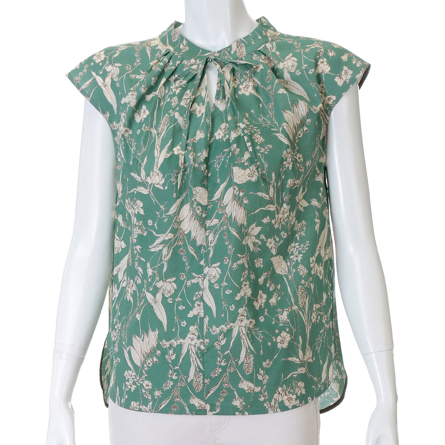 Doubleface Tokyo ボタニカルプリント前リボンフレンチブラウス - 画像7