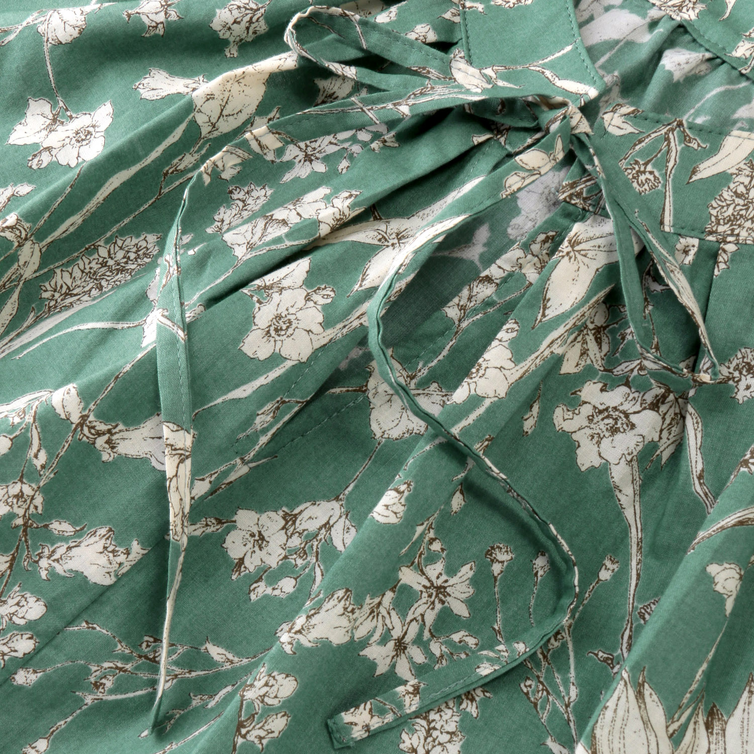 Doubleface Tokyo ボタニカルプリント前リボンフレンチブラウス - 画像10