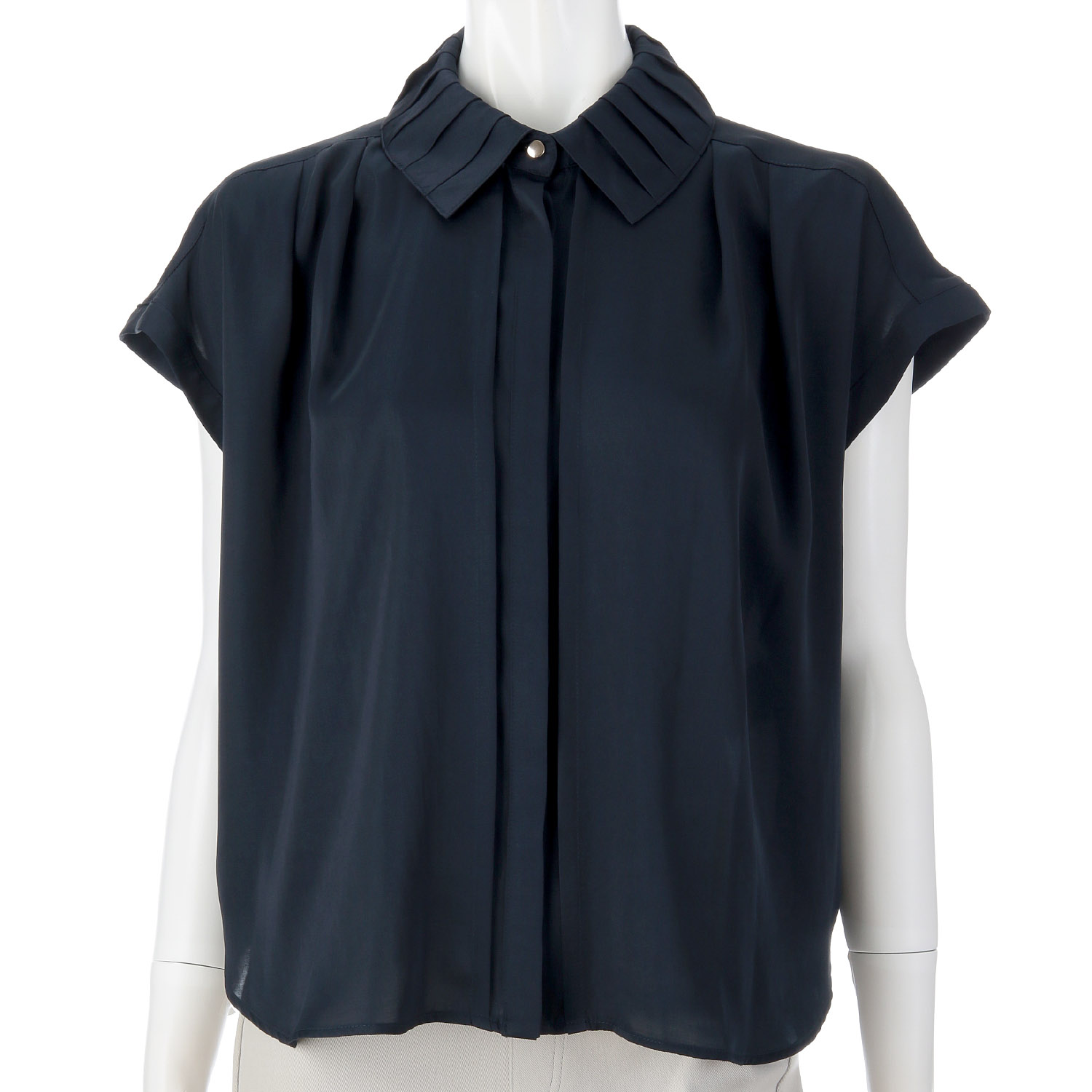 Doubleface Tokyo プリーツカラーフレンチスリーブブラウス - 画像9